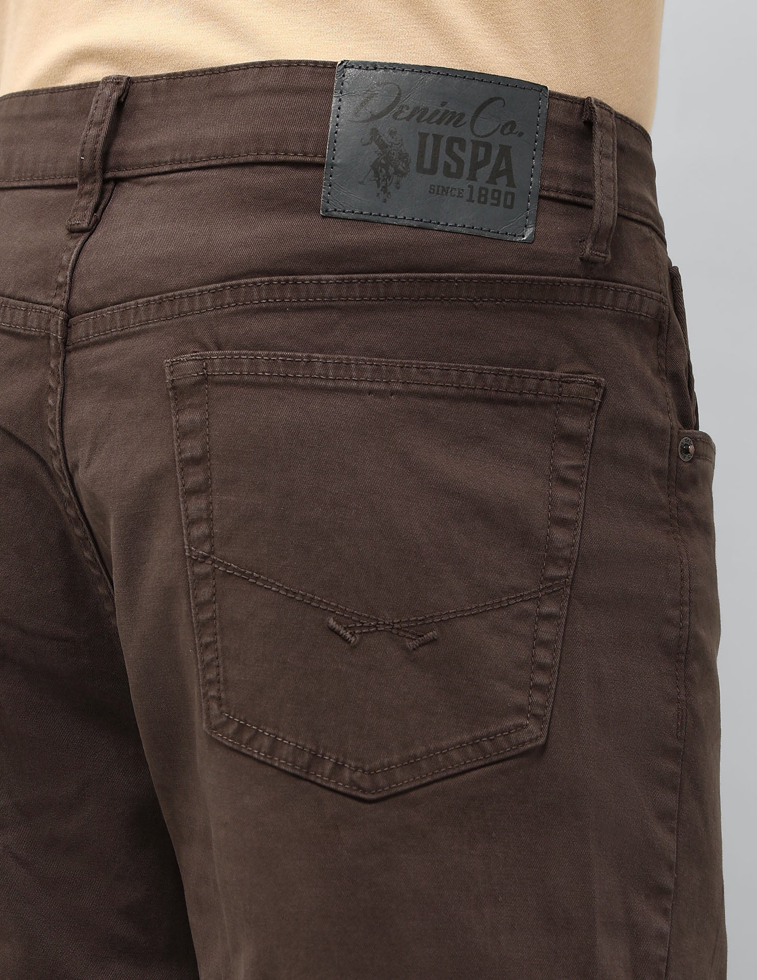 Shawn Relaxed Fit Brown Jeans Choco - U.S. Polo Assn. India | Large