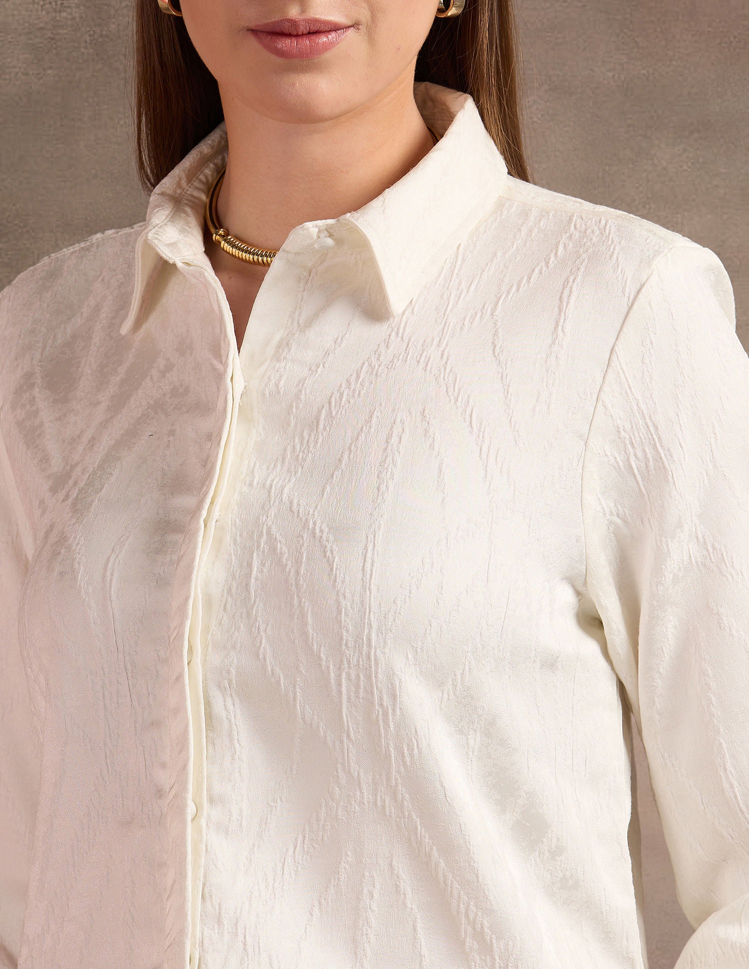 Jacquard Relaxed Fit Shirt Off White - U.S. POLO ASSN. | Large