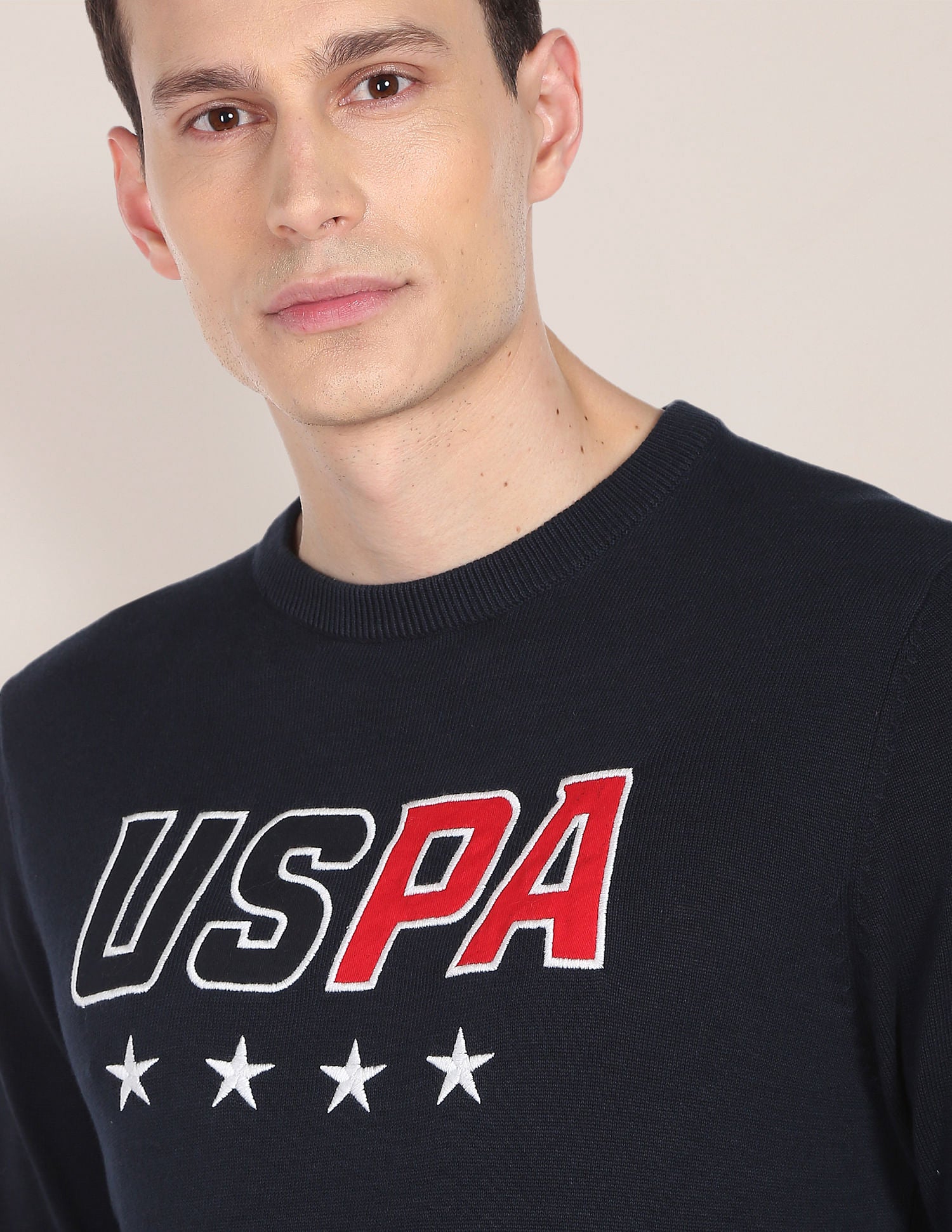 Crew Neck Appliqued Sweater Navy - U.S. Polo Assn. India | Large