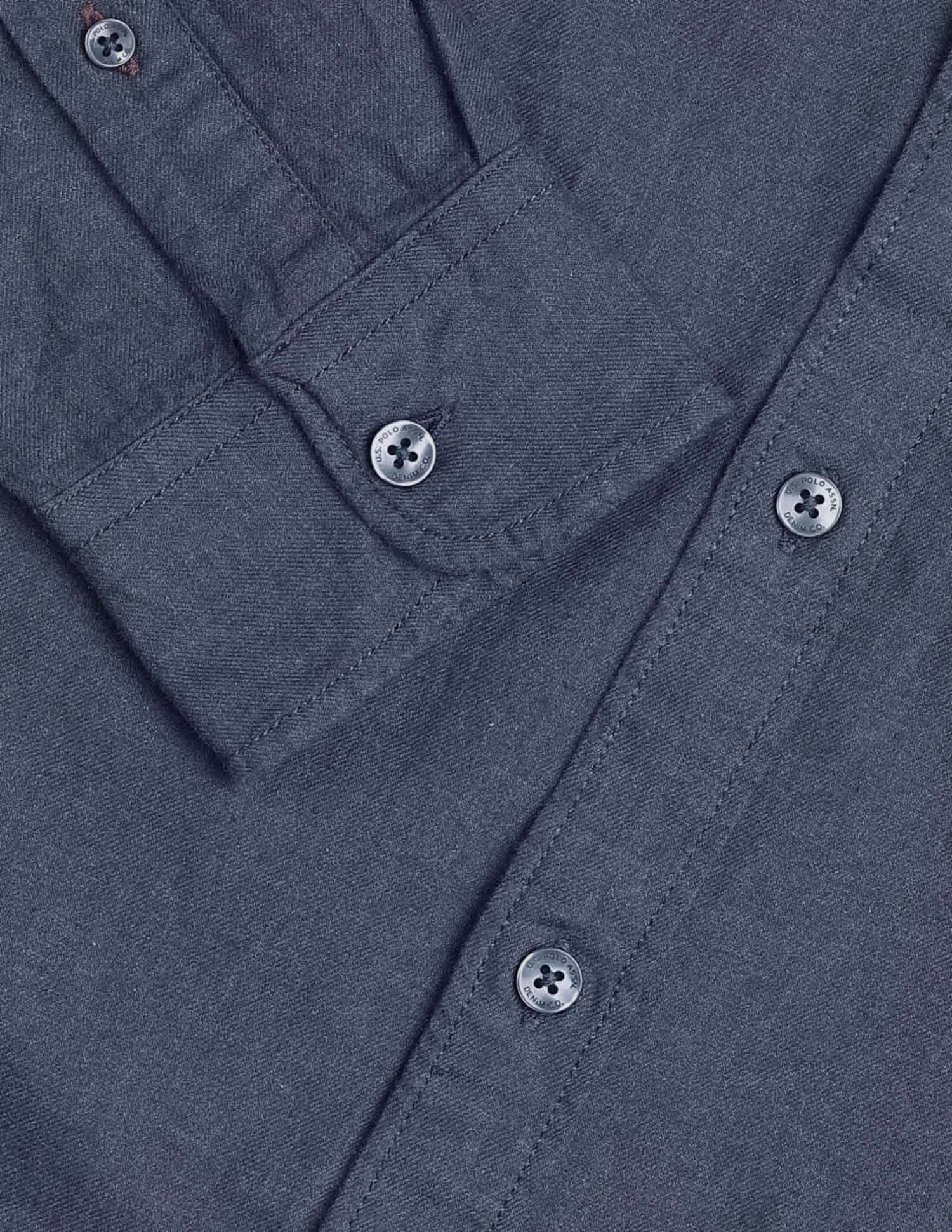 Regular Fit Pure Cotton Shirt Dark Blue - U.S. Polo Assn. India | Large