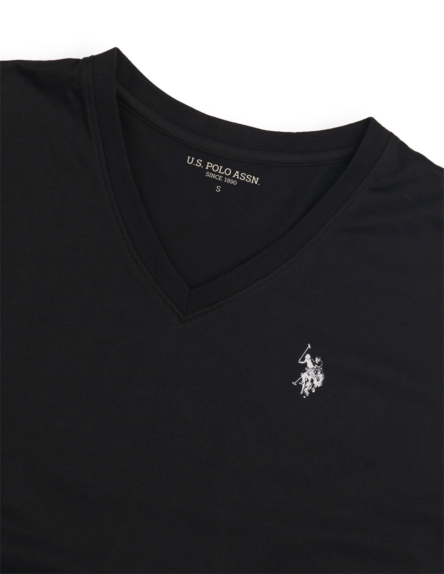 Basic V-Neck Regular T-Shirt Black - U.S. Polo Assn. India | Large
