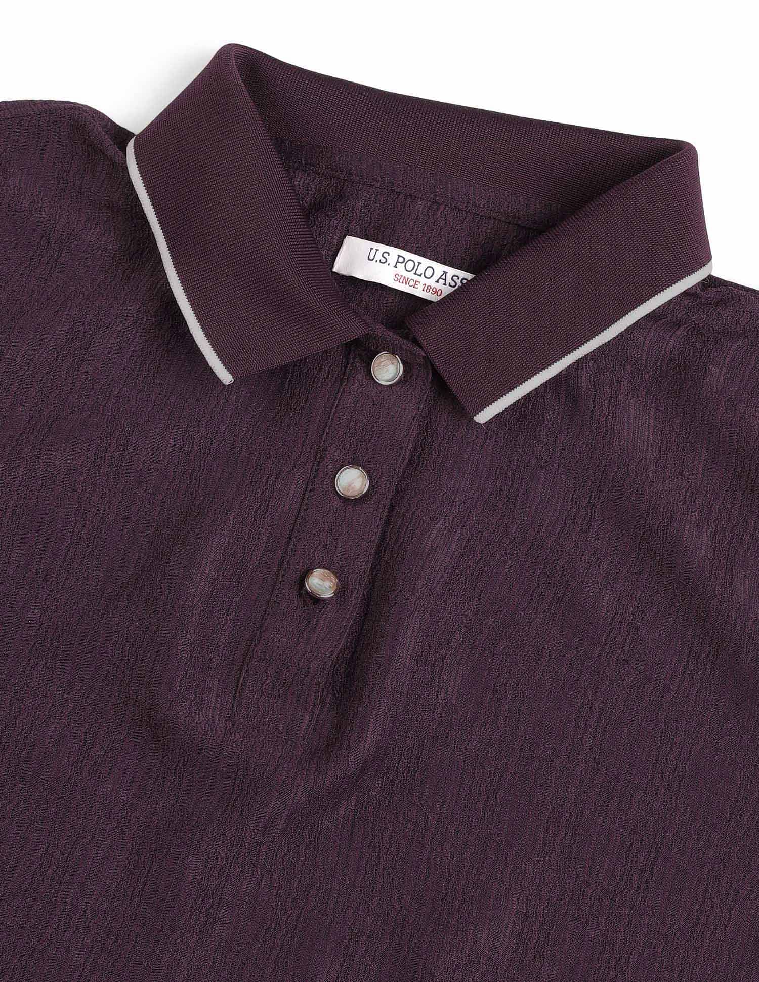 Boxy Fit Textured Polo Shirt Wine - U.S. POLO ASSN. | Large