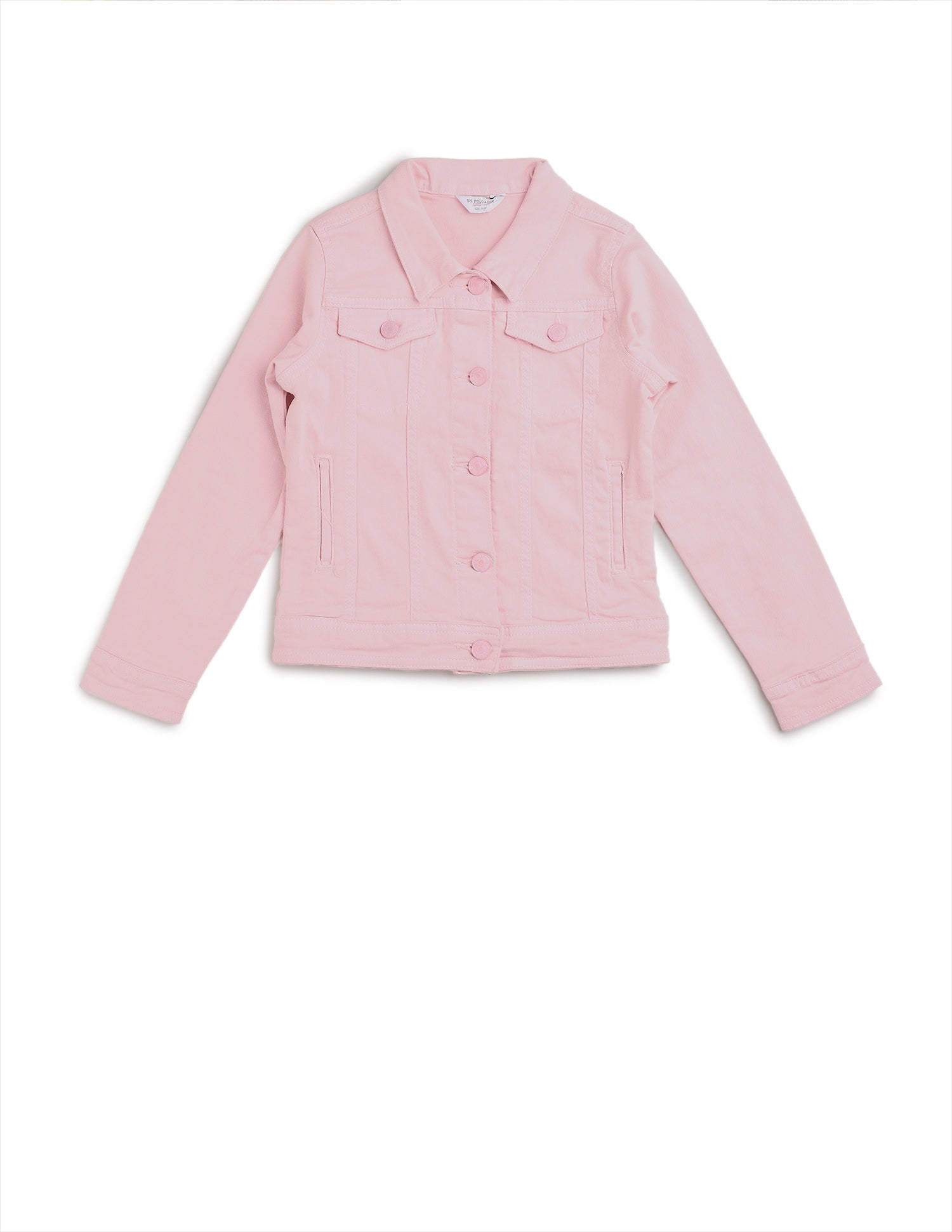 Girls Solid Twill Denim Jacket Light Pink - U.S. POLO ASSN. | Large