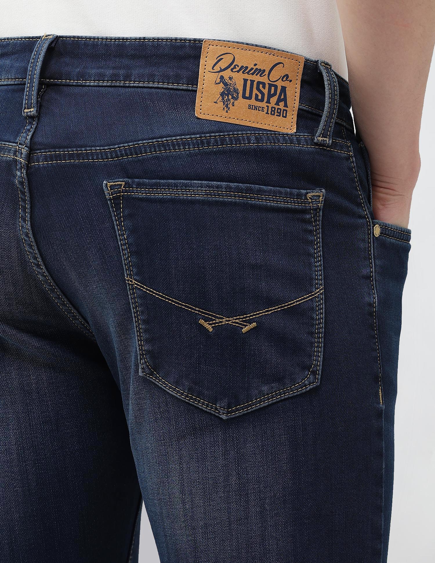 Brandon Slim Tapered Fit Blue Jeans Dark Blue - U.S. Polo Assn. India | Large