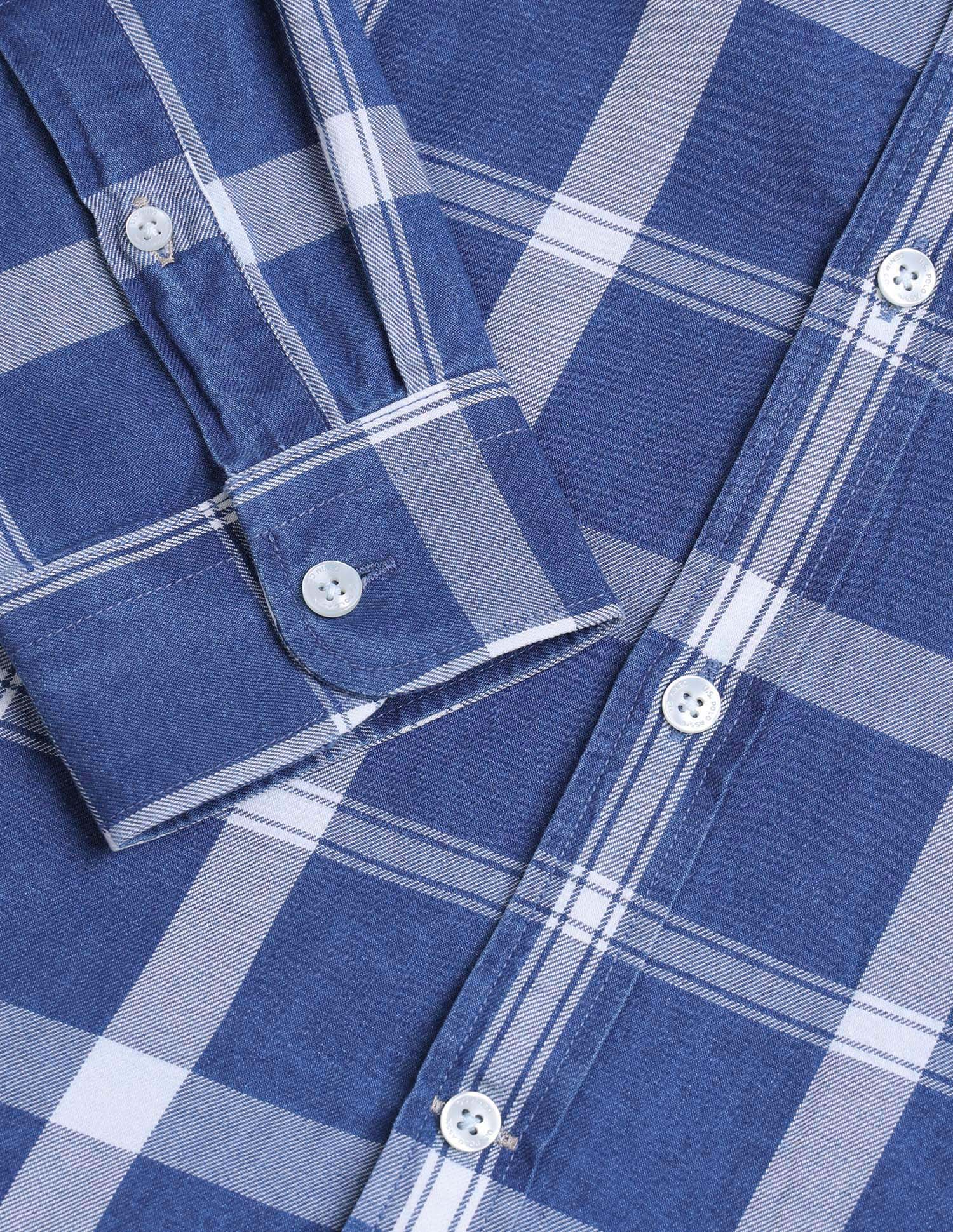 Grid Tattersall Checked Twill Shirt Indigo - U.S. Polo Assn. India | Large