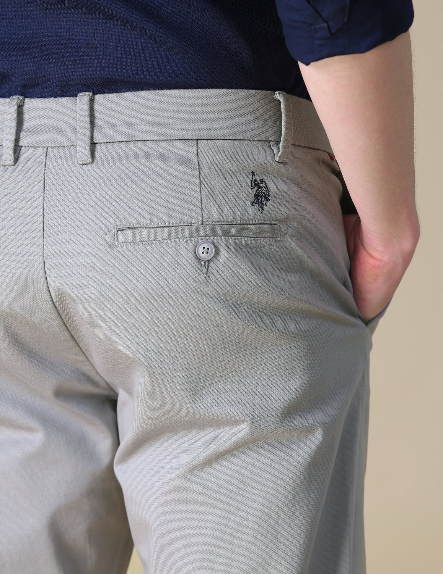 Dobby Riley Straight Fit Trousers Grey - U.S. POLO ASSN. | Large