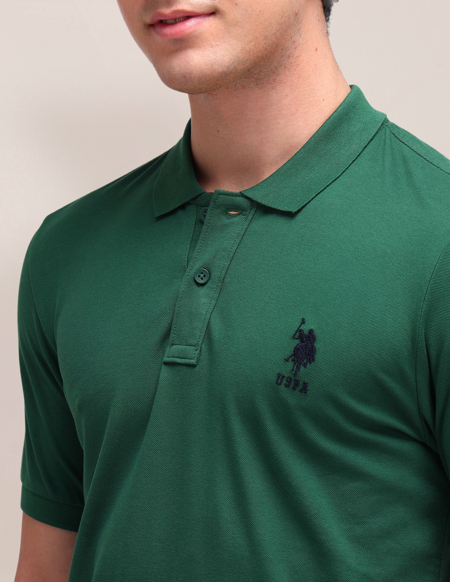 Solid Slim Fit Polo Shirt Green - U.S. POLO ASSN. | Large