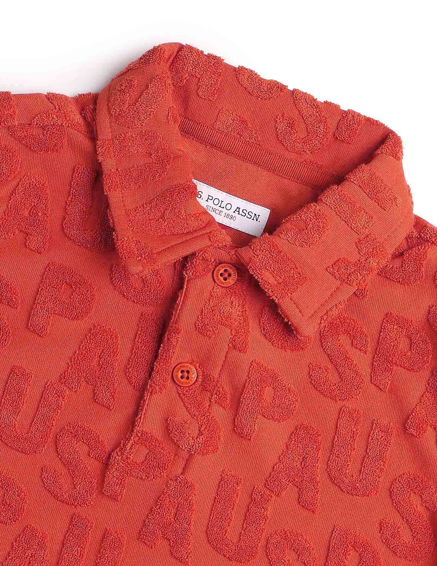 Boys Brand Appliqued Regular Fit Polo Shirt Orange - U.S. POLO ASSN. | Large