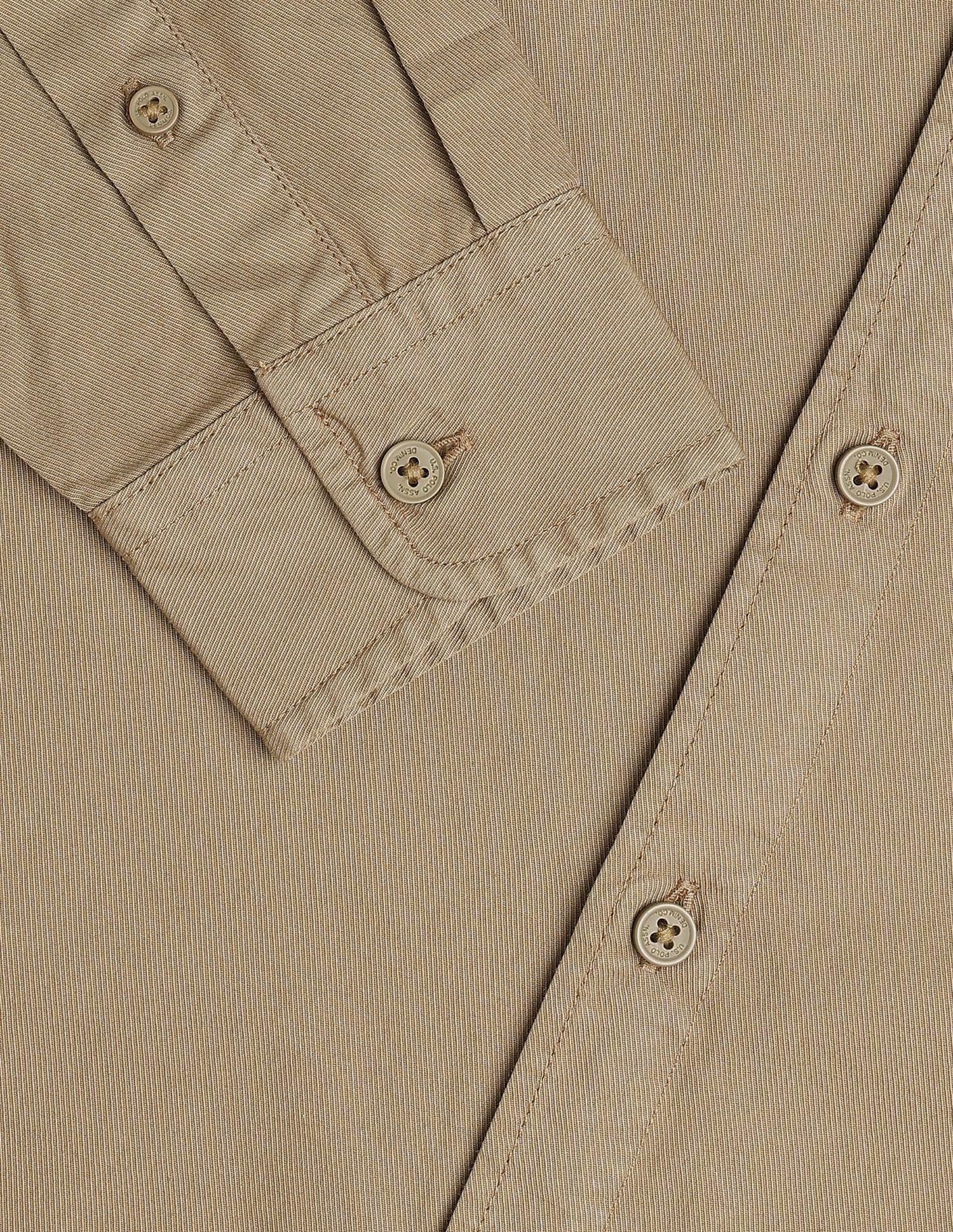 Solid Twill Shirt Light Brown - U.S. Polo Assn. India | Large