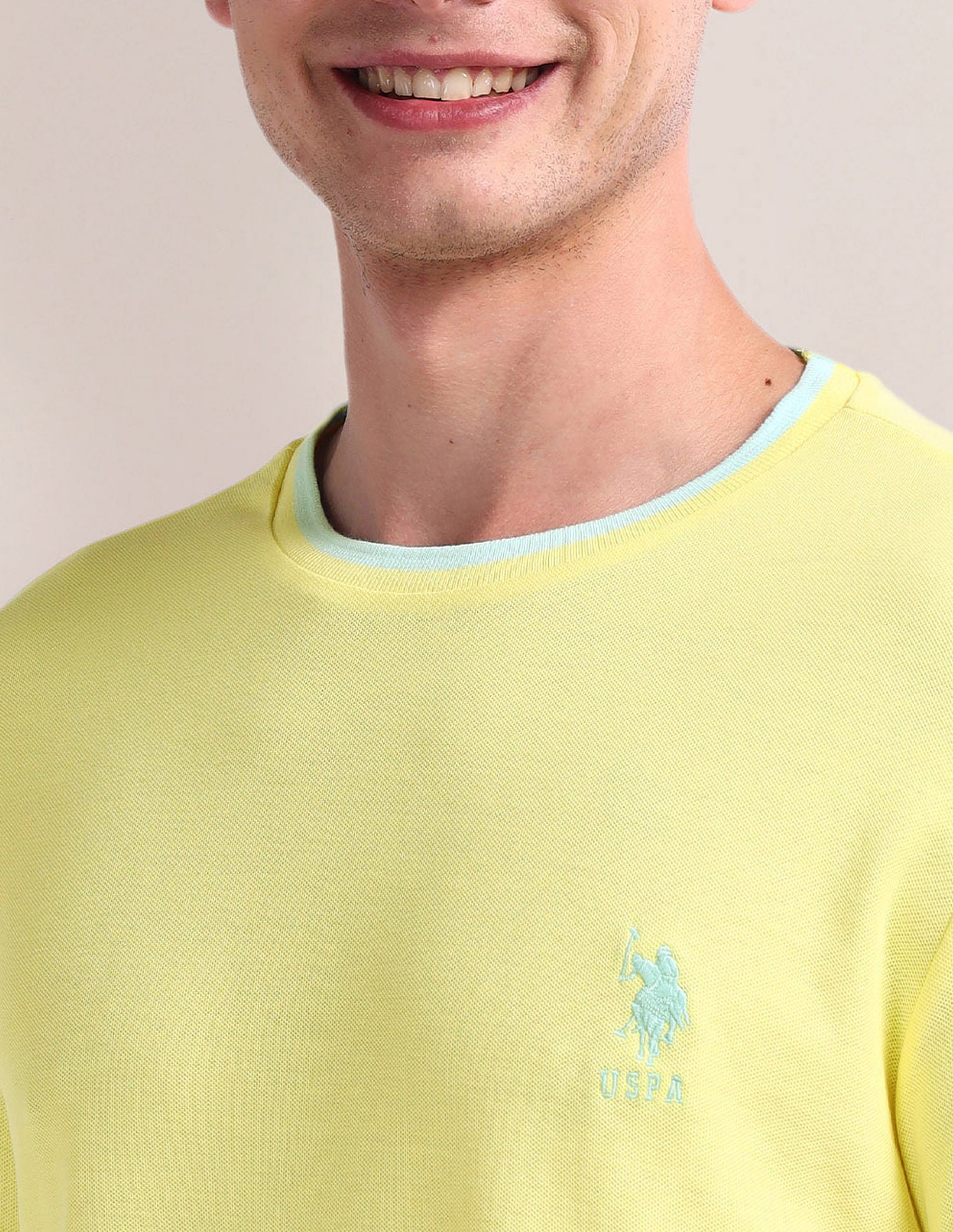 Solid Slim Fit T-Shirt Yellow - U.S. Polo Assn. India | Large