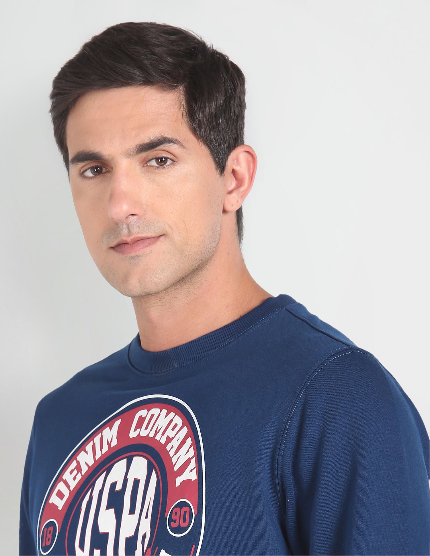 Circular Logo Cotton Sweatshirt Dark Blue - U.S. Polo Assn. India | Large