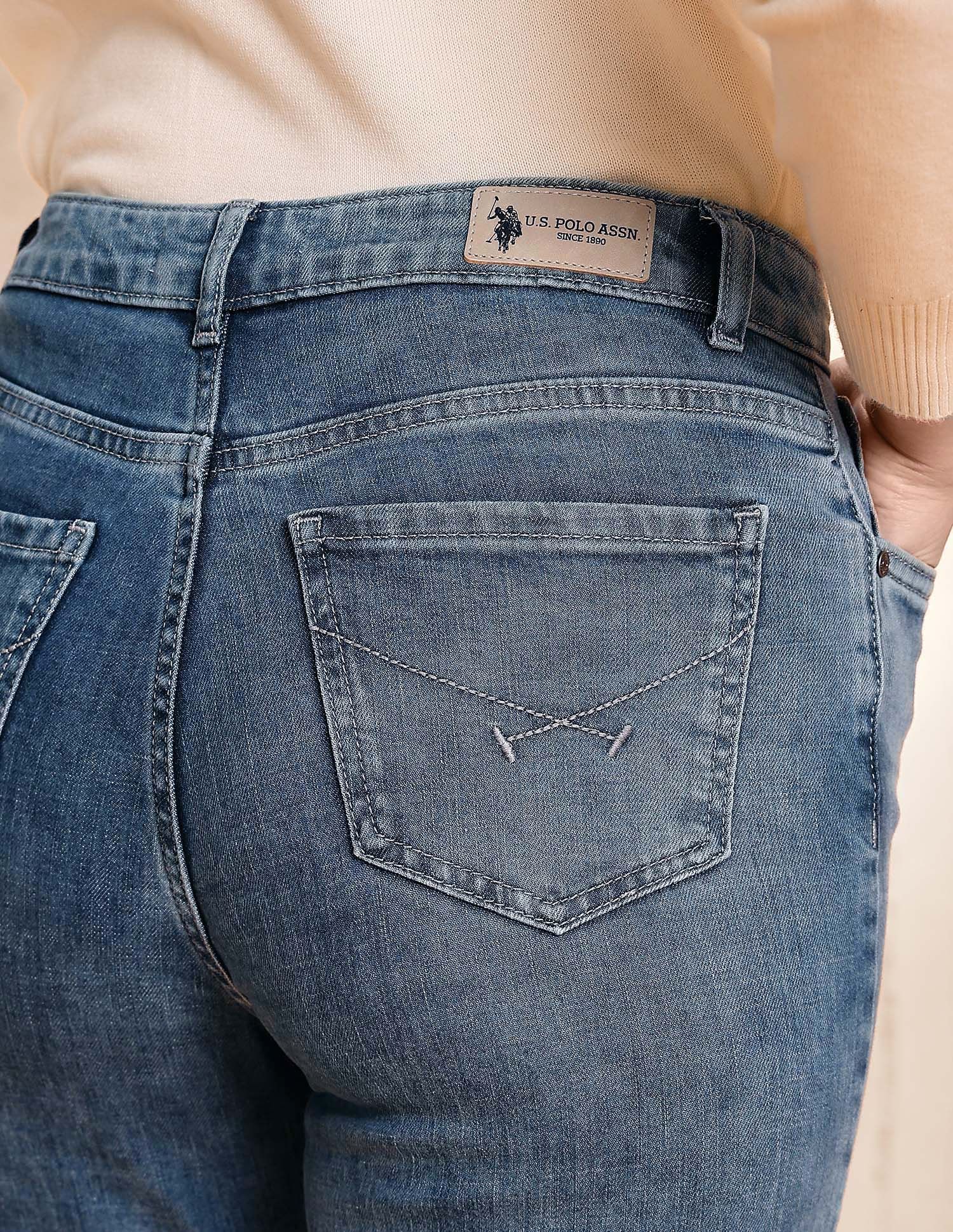High Rise Straight Fit Jeans Blue - U.S. POLO ASSN. | Large