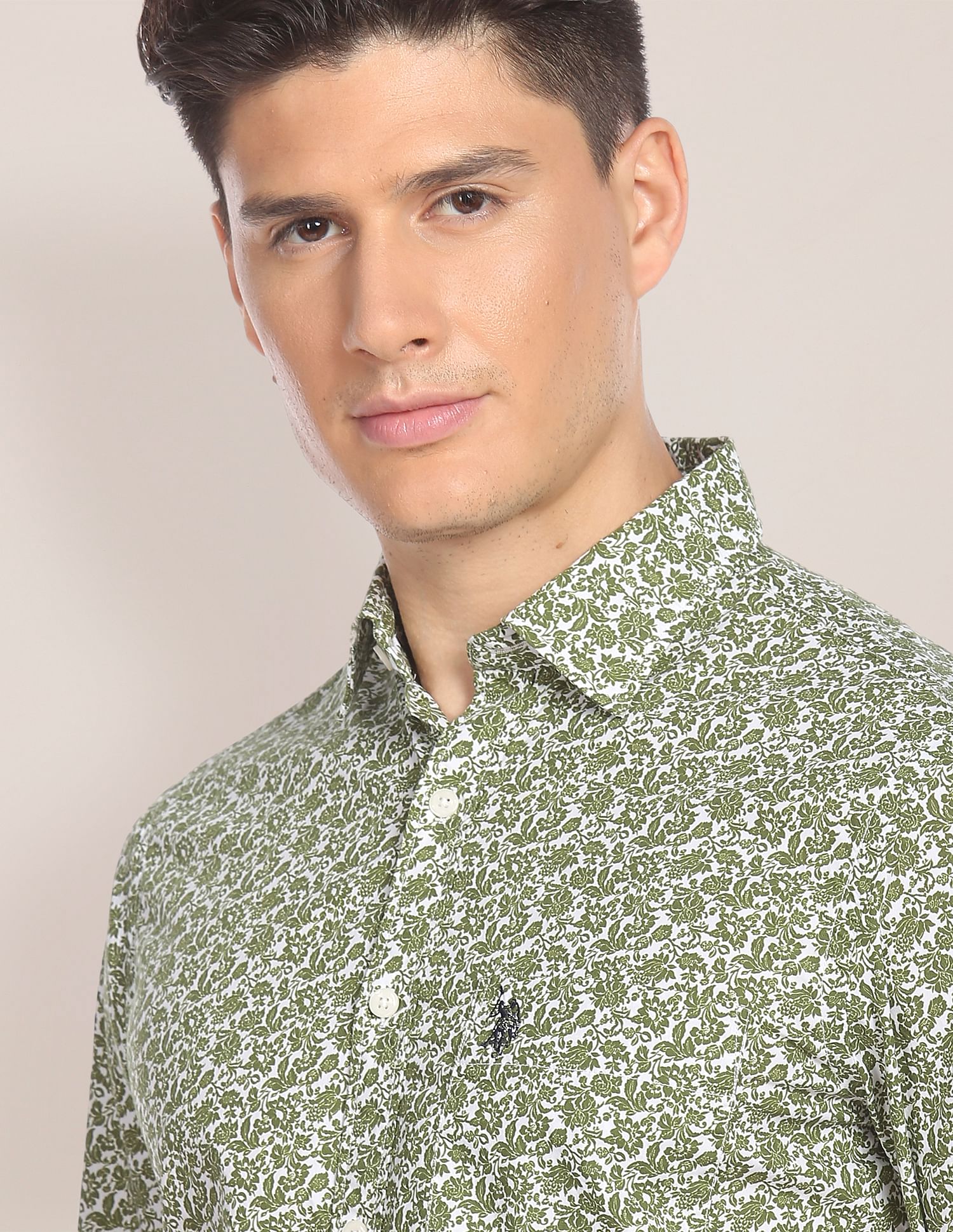 Floral Tailored Shirt Green - U.S. POLO ASSN. | Large