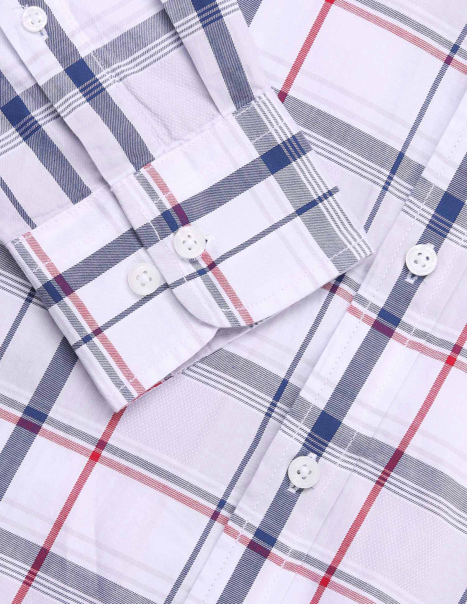 Grid Tattersall Checked Tailored Fit Shirt Blue - U.S. Polo Assn. India | Large