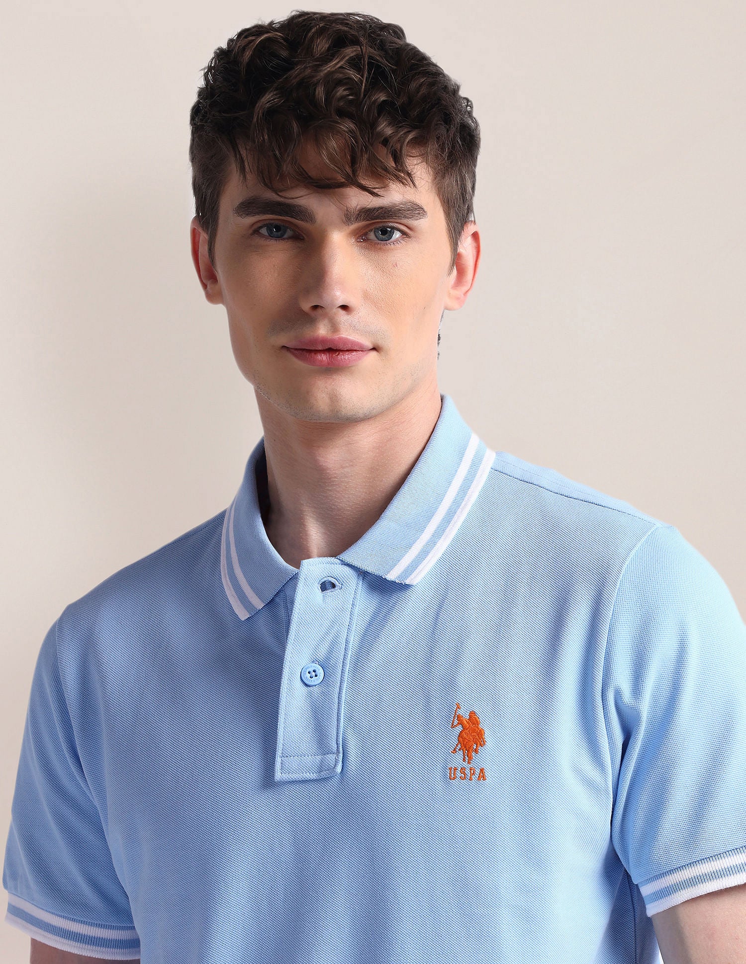 Short Sleeve Slim Fit Logo Polo Shirt Light Blue - U.S. POLO ASSN. | Large