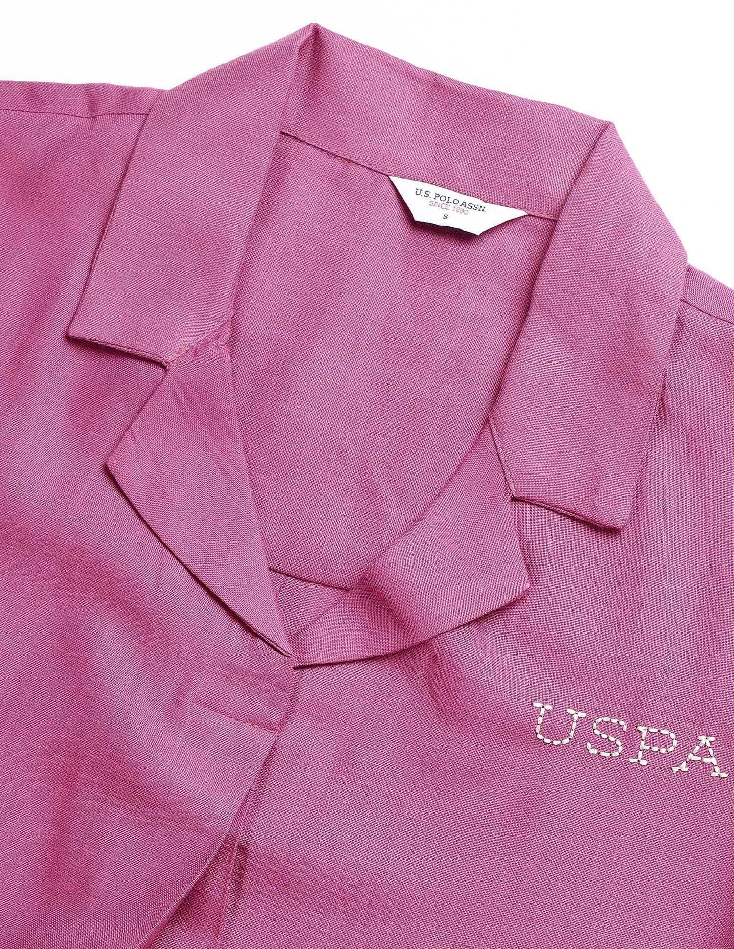 Notched Lapel Pleated Shirt Light Blue - U.S. POLO ASSN. | Large