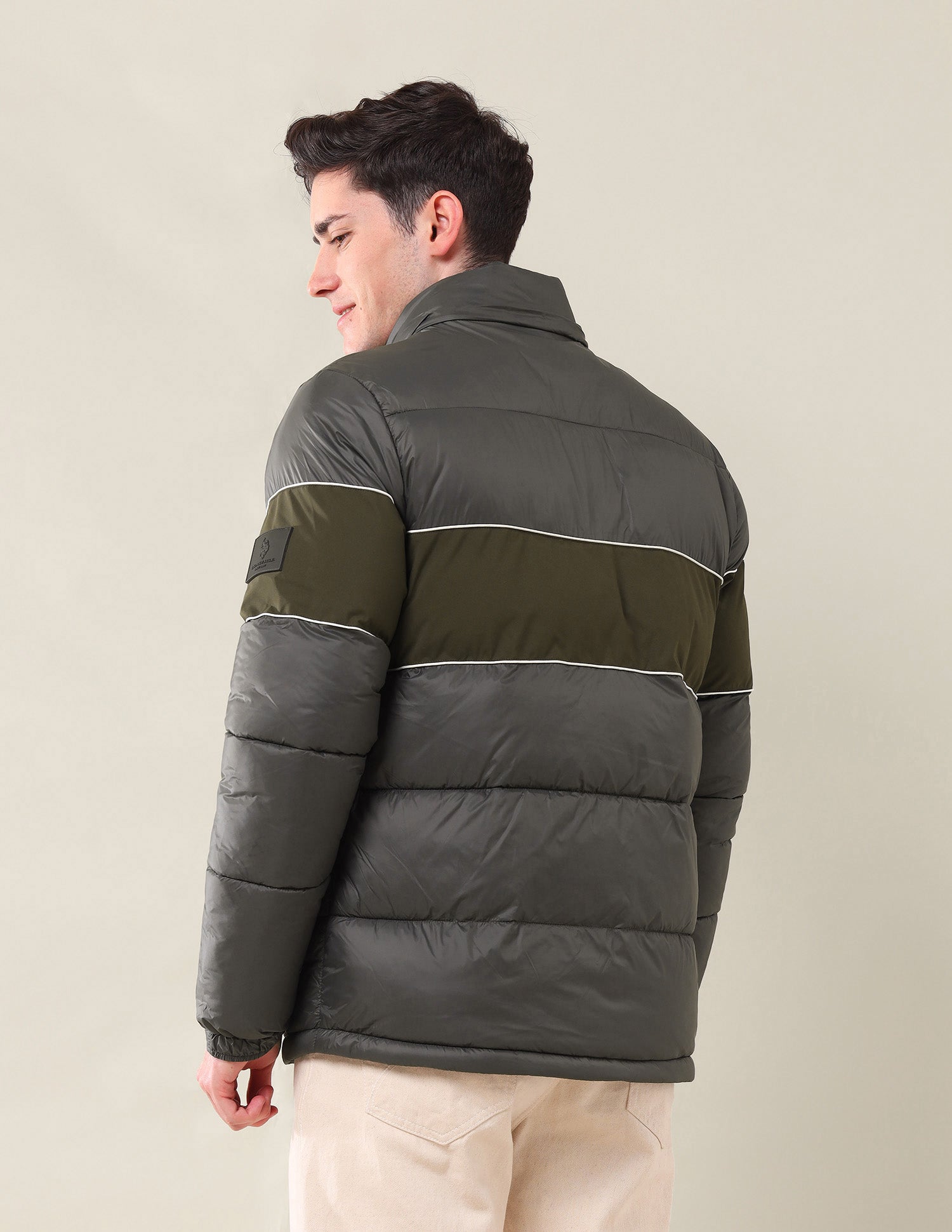 Colourblocked Regular Fit Puffer Jacket Brown - U.S. Polo Assn. India | Large