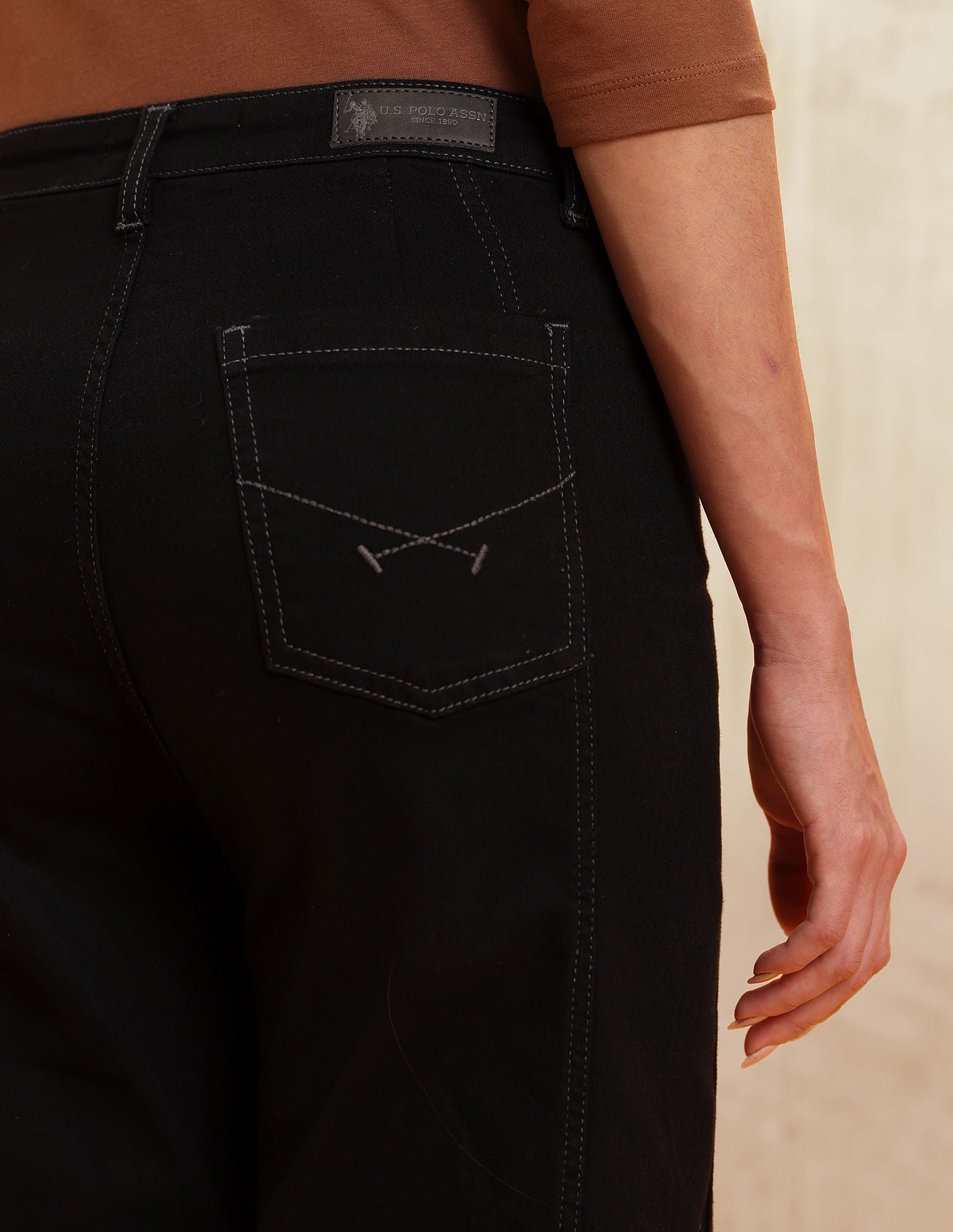 High Rise Straight Fit Jeans Rinse Black - U.S. POLO ASSN. | Large