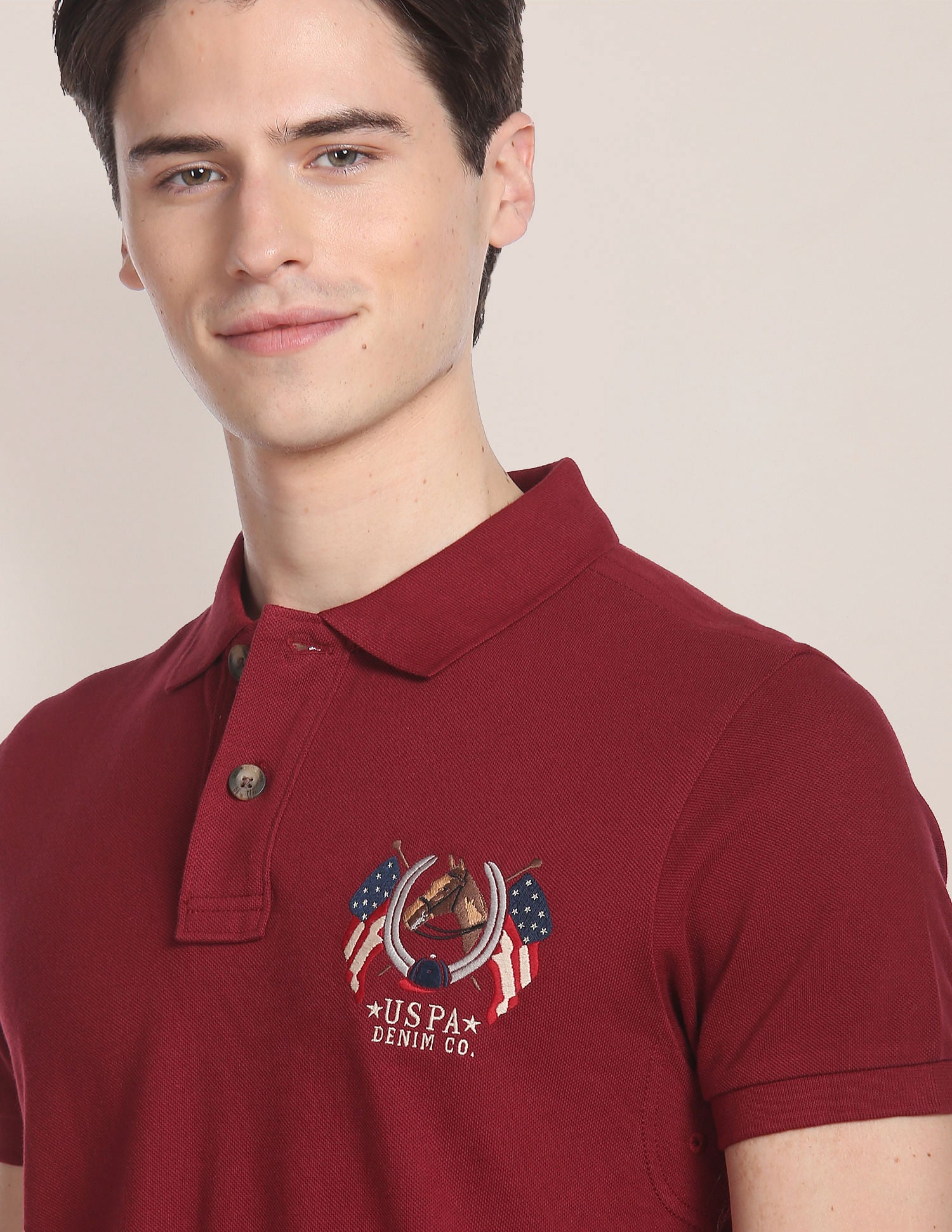 Cotton Solid Polo Shirt Maroon - U.S. Polo Assn. India | Large