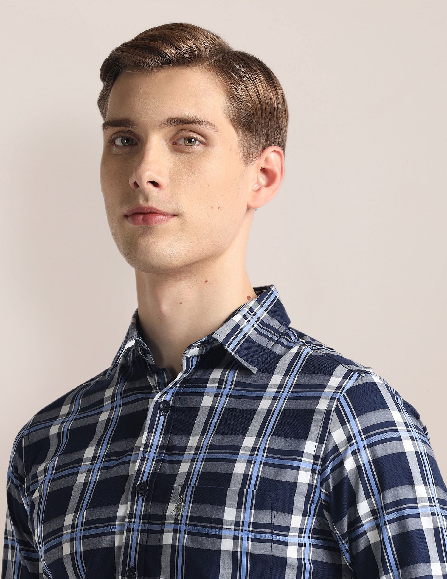 Tartan Check Oxford Shirt Navy - U.S. Polo Assn. India | Large