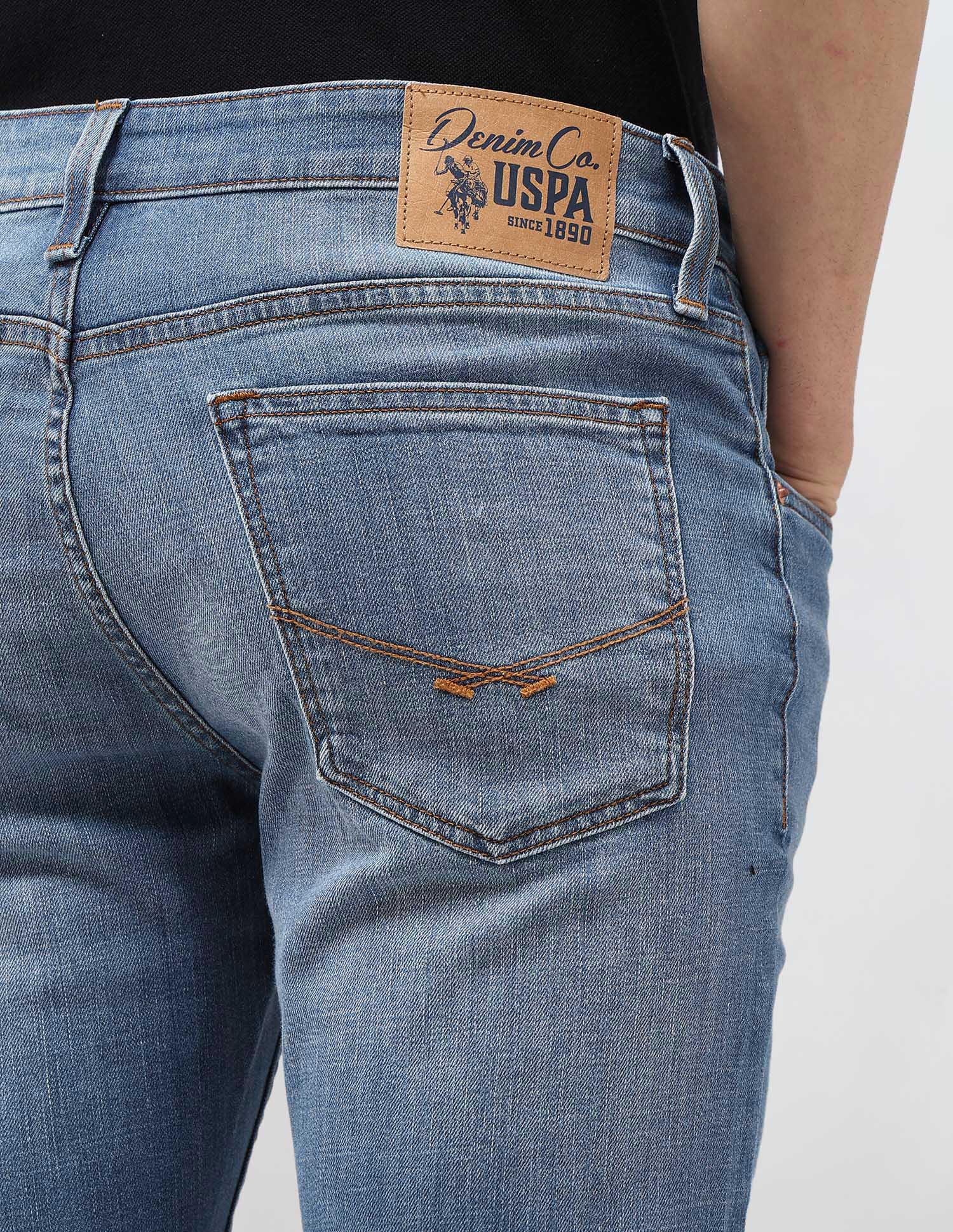 Regallo Skinny Fit Whiskered Jeans Med Blue - U.S. Polo Assn. India | Large