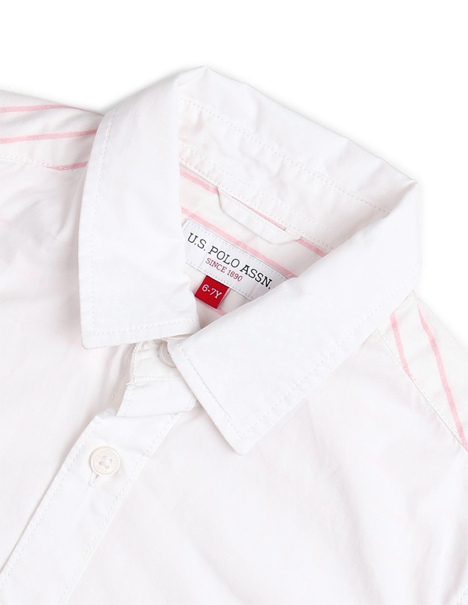 Boys Vertical Striped Regular Fit Shirt Pink - U.S. POLO ASSN. | Large