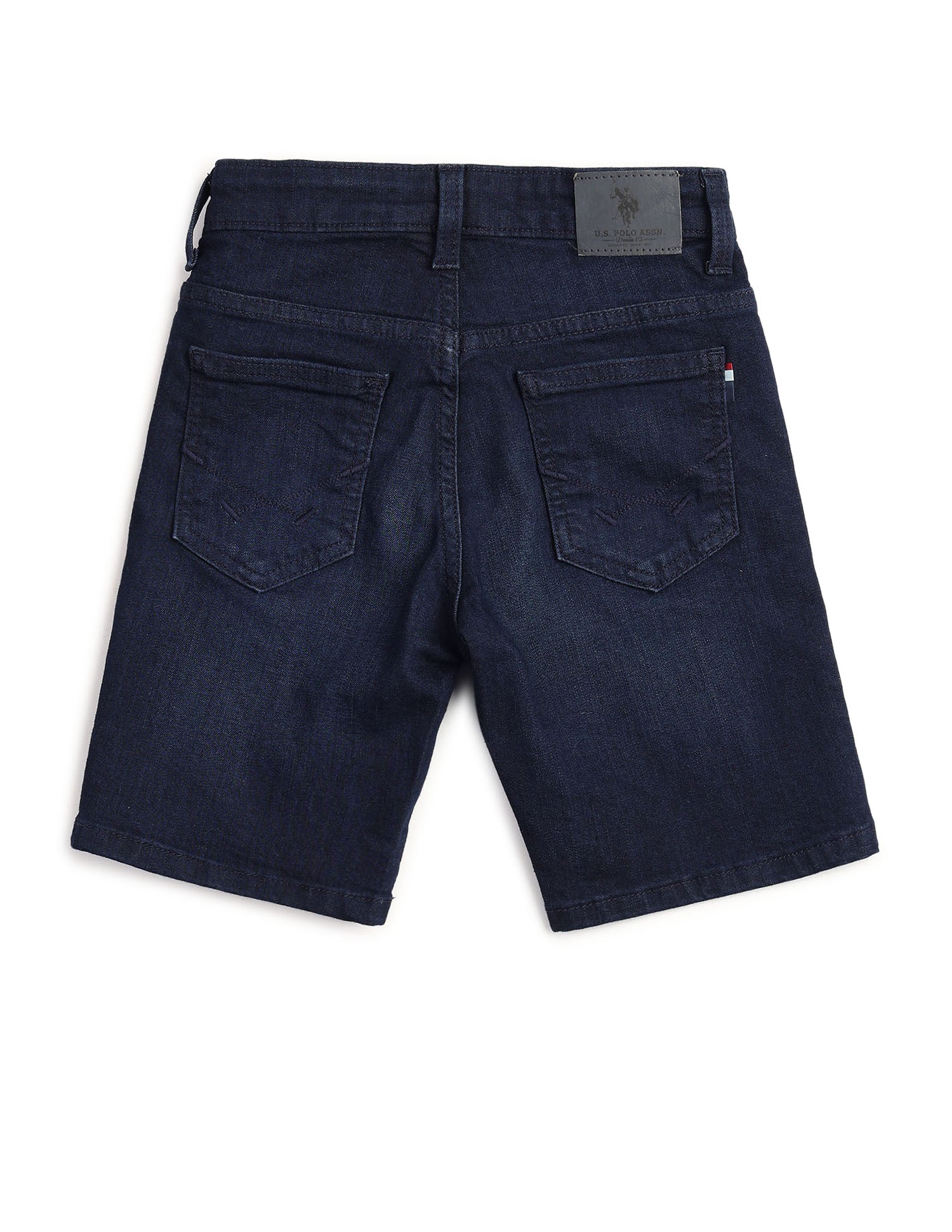 Boys Regular Fit Solid Denim Shorts Dark Wash - U.S. POLO ASSN. | Large