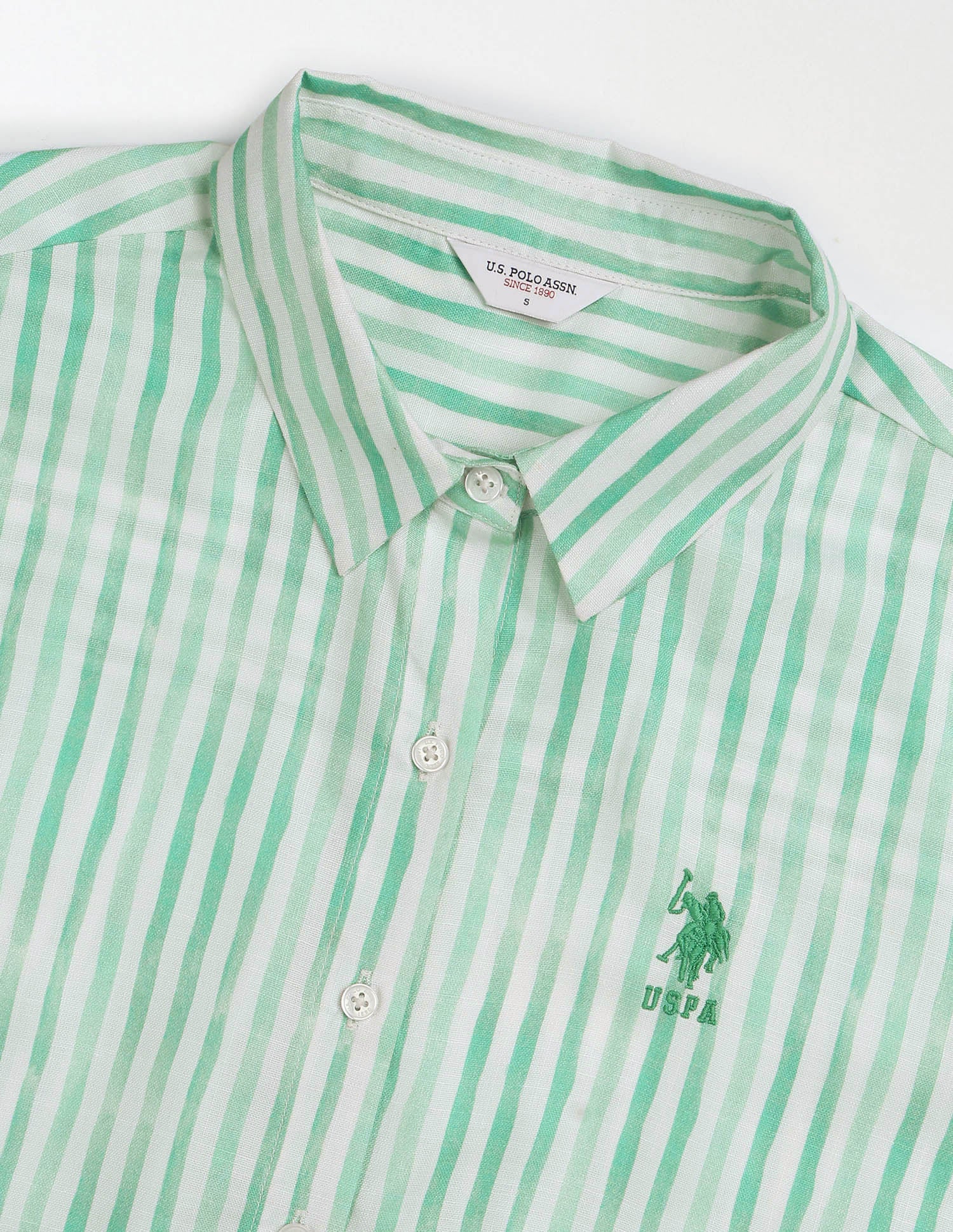 Regular Fit Vertical Striped Shirt Light Green - U.S. Polo Assn. India | Large