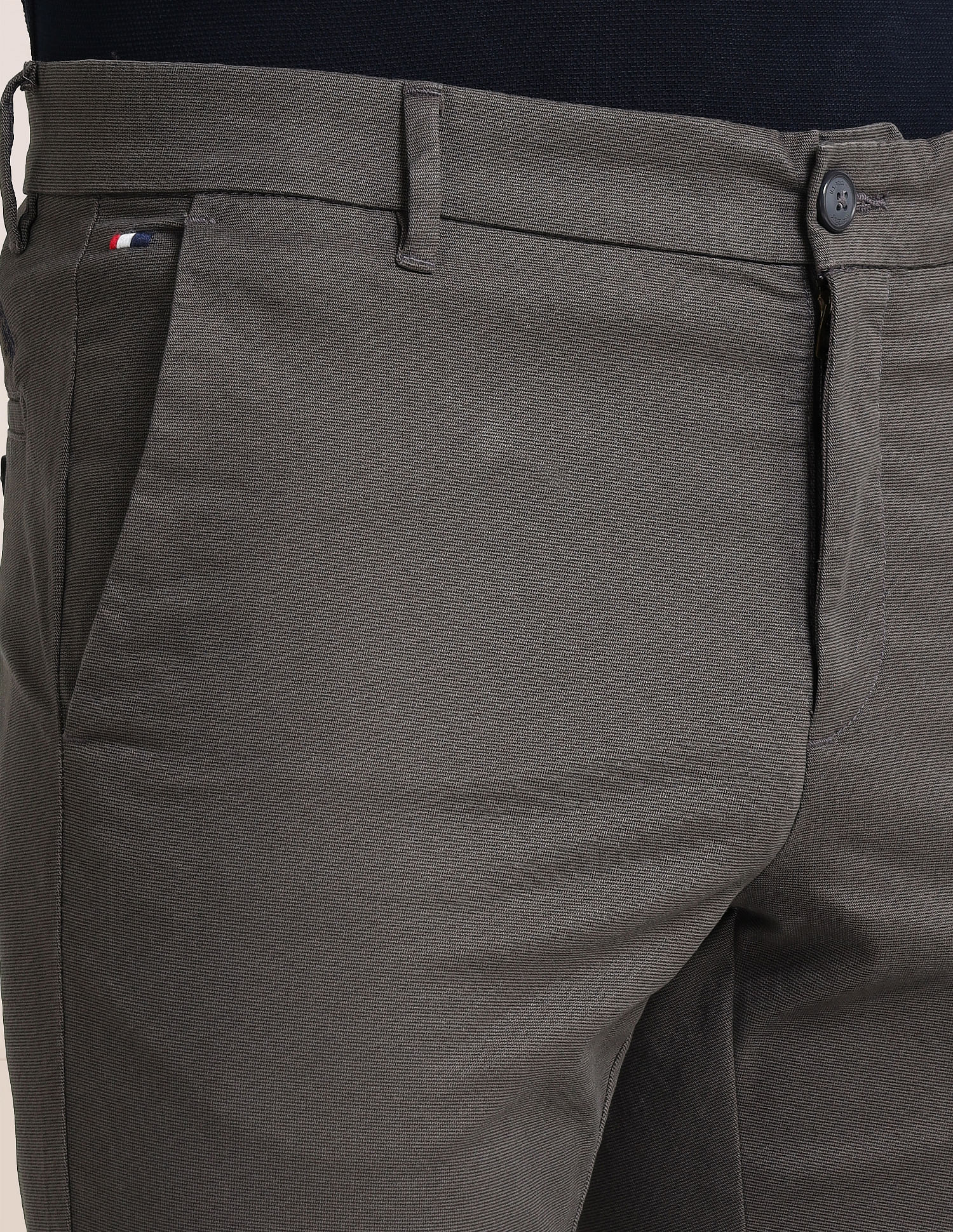 Mid Rise Regular Fit Trousers Grey - U.S. Polo Assn. India | Large