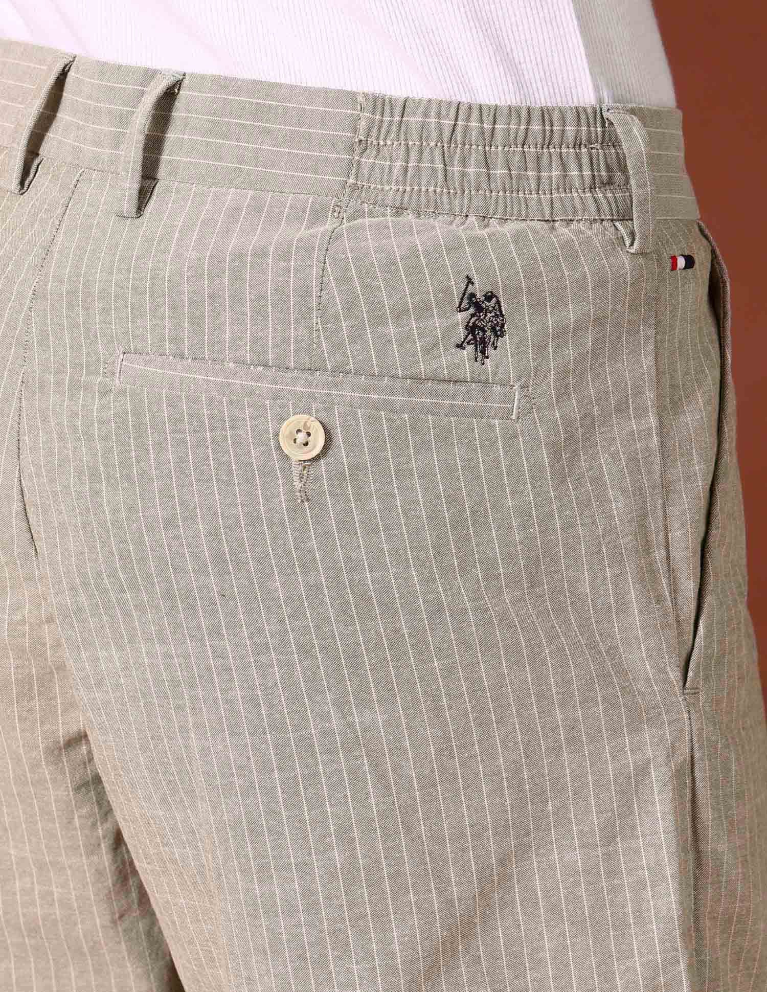 Vertical Striped Slim Fit Chino Shorts Olive - U.S. Polo Assn. India | Large