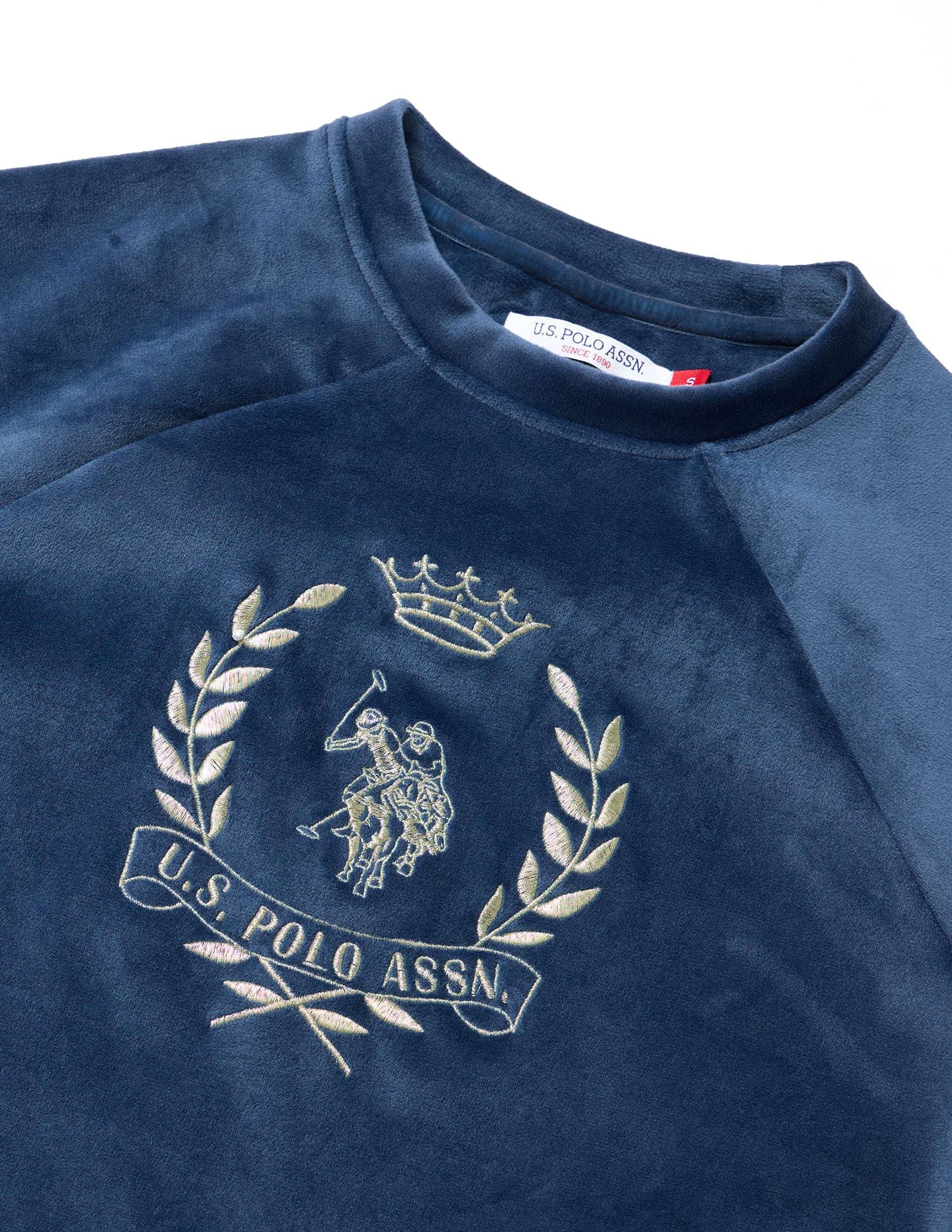Relaxed Fit Velvet Sweatshirt Blue - U.S. POLO ASSN. | Large