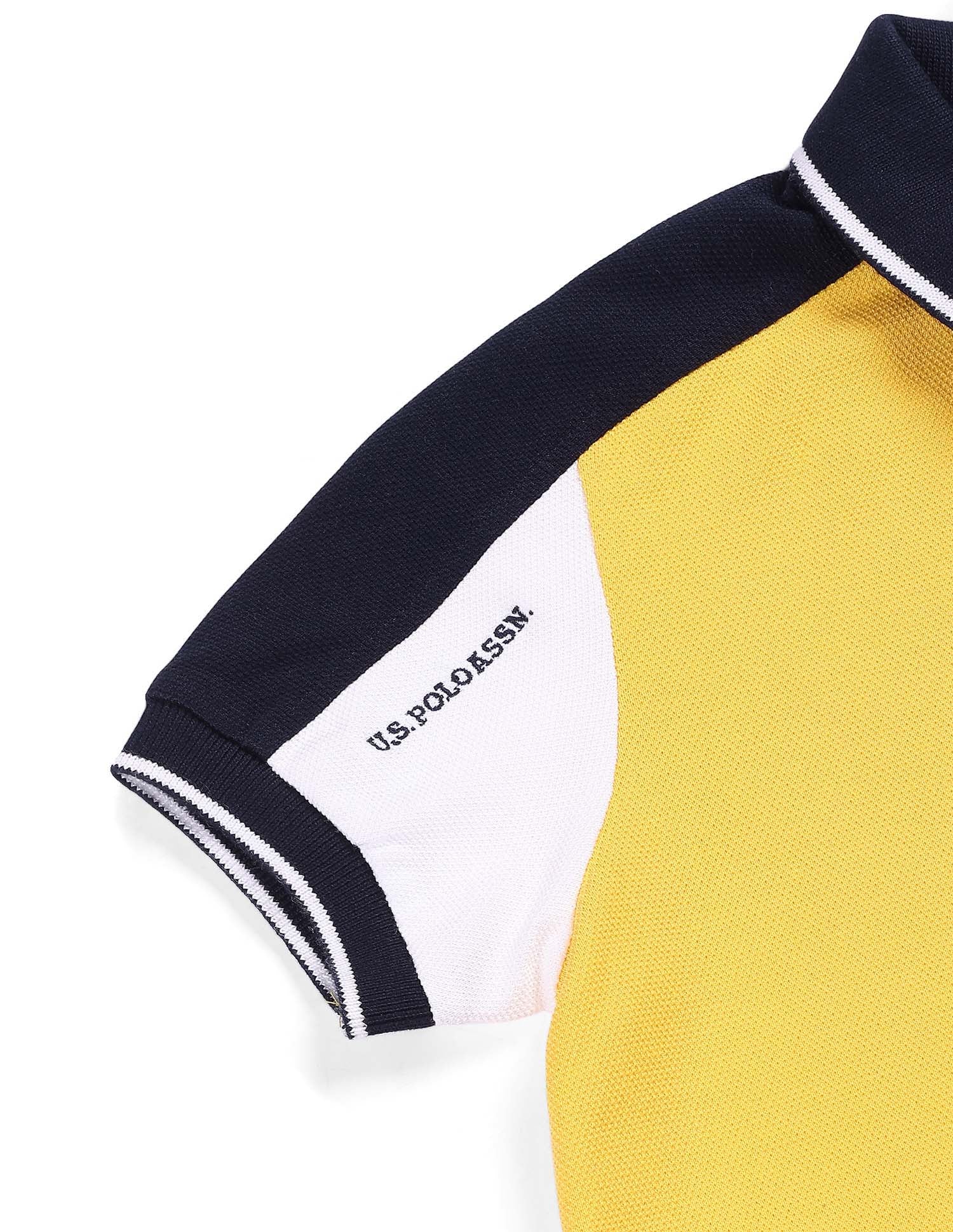 Boys Colour Block Polo Shirt Yellow - U.S. POLO ASSN. | Large