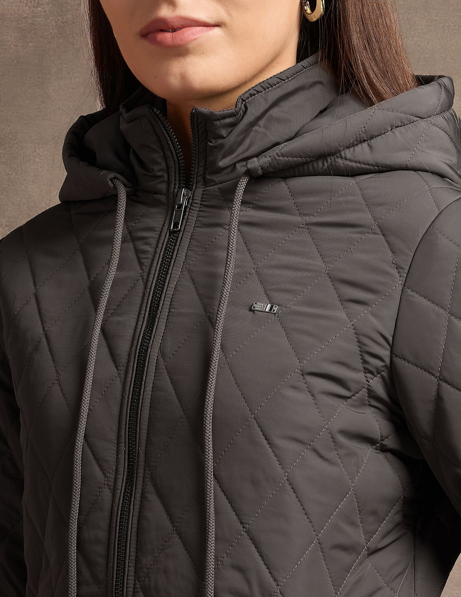 Hooded Longline Quilted Jacket Brown - U.S. POLO ASSN. | Large