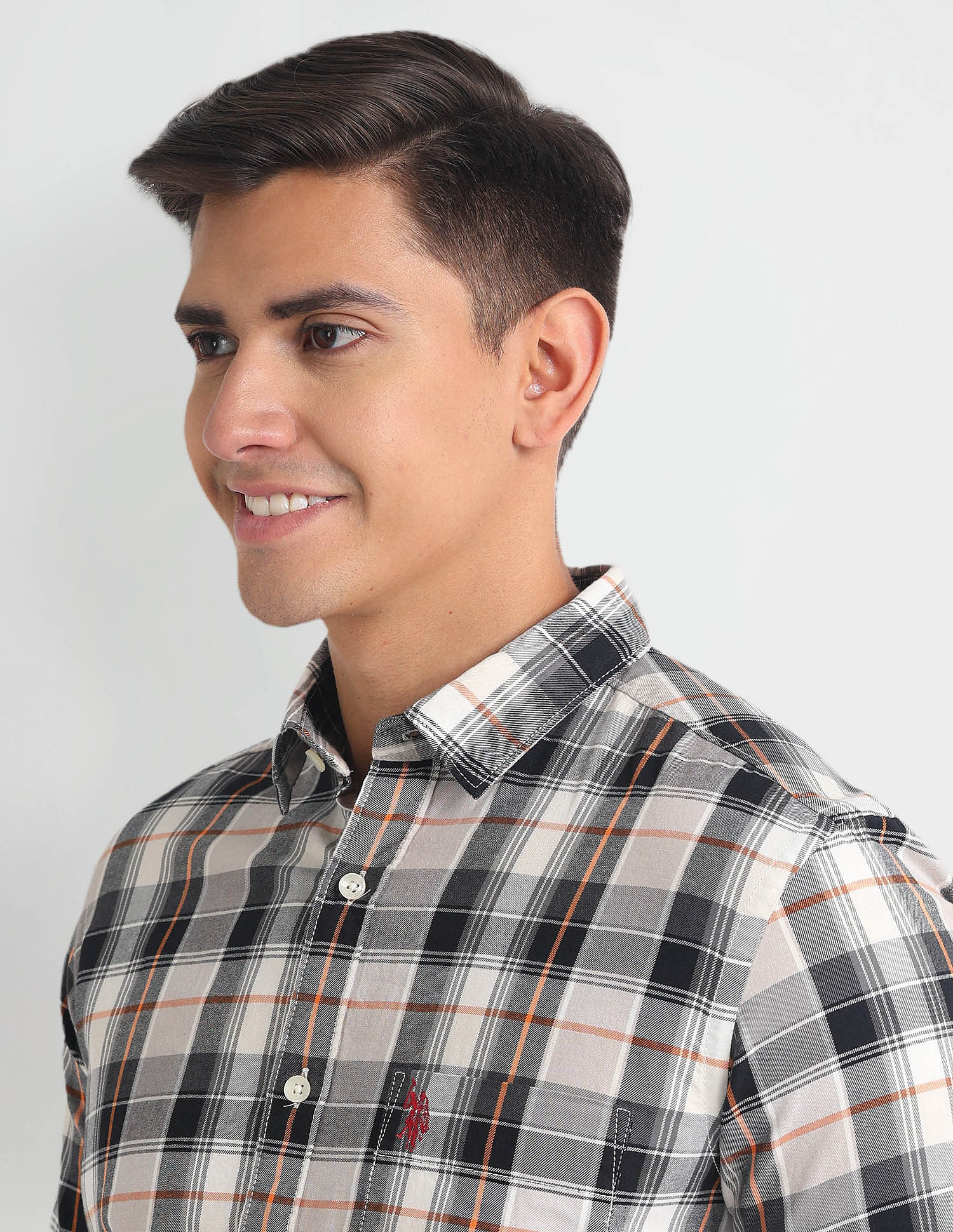 Tartan Check Slim Fit Shirt Black - U.S. Polo Assn. India | Large