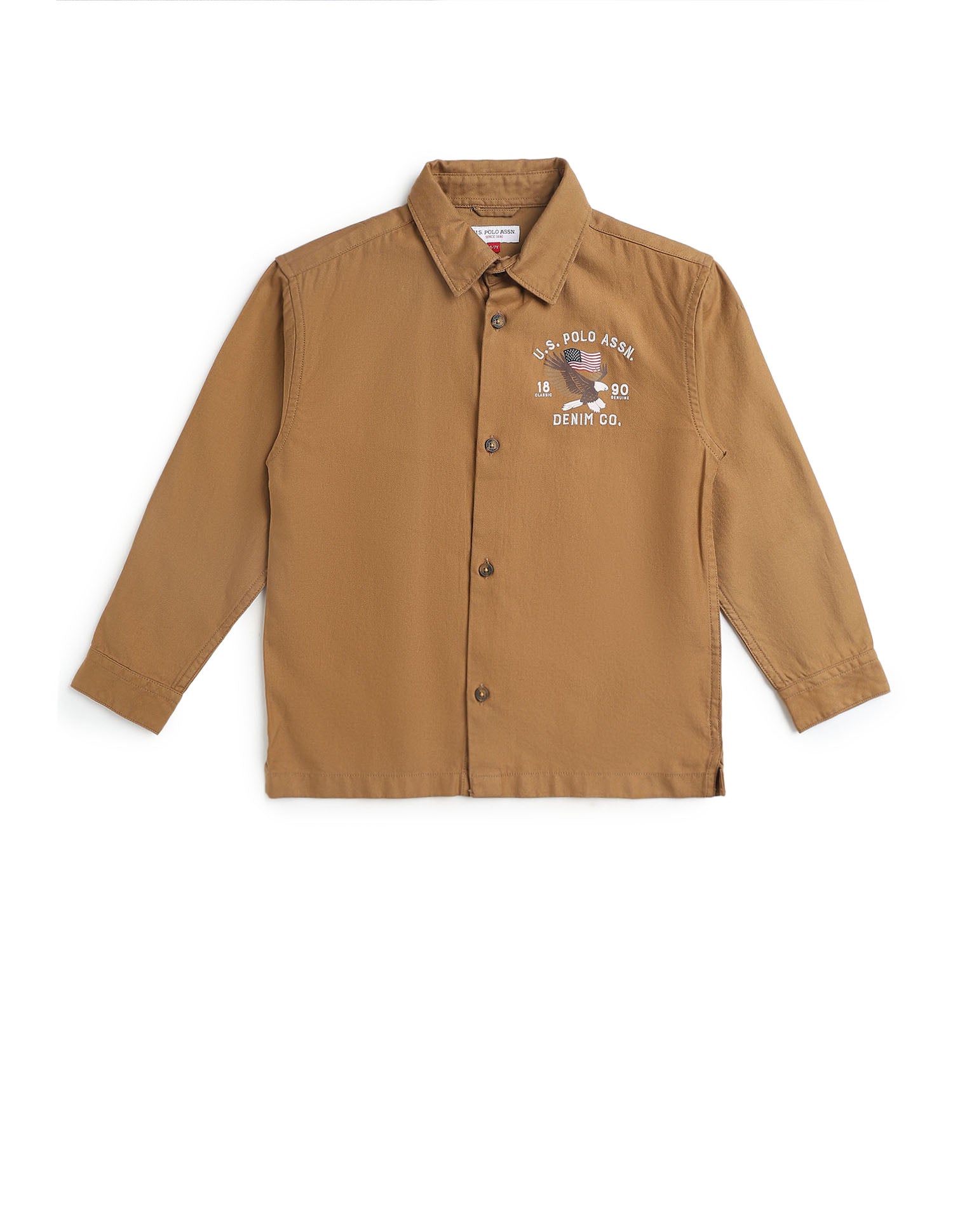 Boys Graphic Brand Embroidered Shirt Khaki - U.S. Polo Assn. India | Large