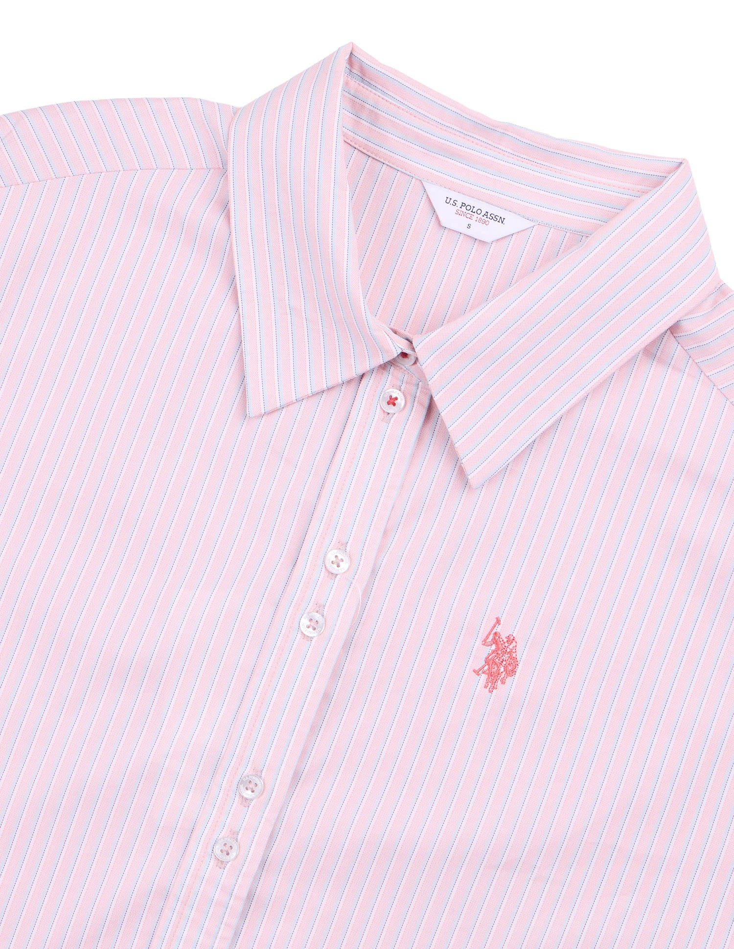 Vertical Striped Boyfriend Fit Shirt Pink - U.S. Polo Assn. India | Large
