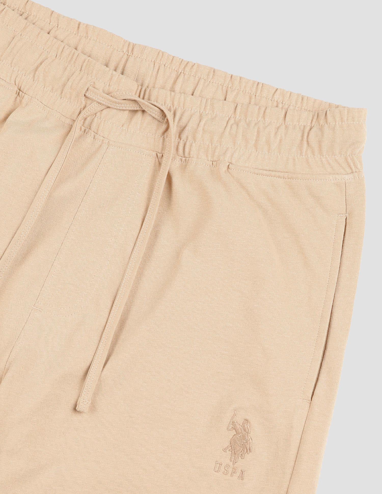 Regular Fit Mid-Rise Solid OJ007 Joggers Warm Sand - U.S. POLO ASSN. | Large