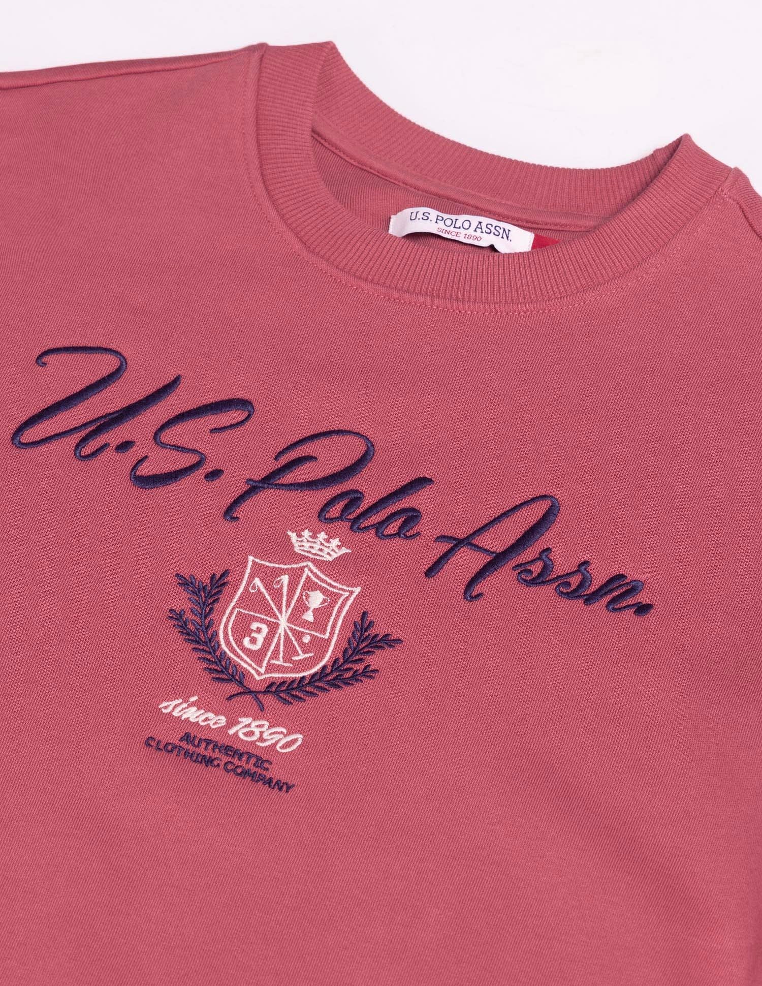Brand Printed Regular Fit Sweatshirt Pink - U.S. Polo Assn. India | Large