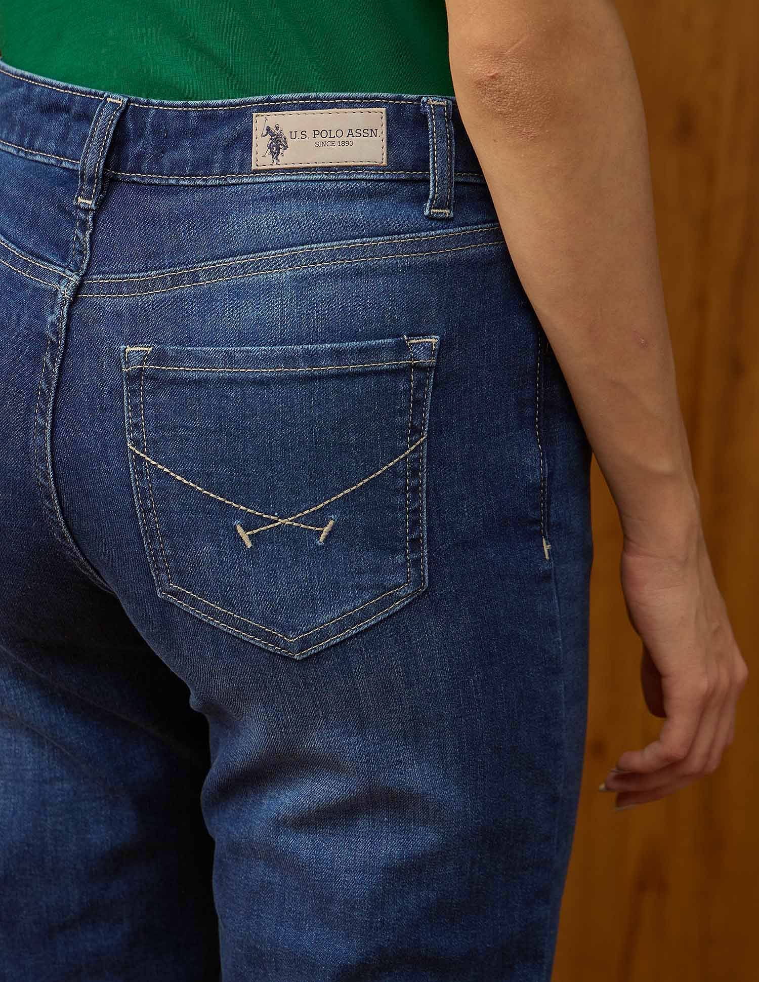 High Rise Straight Fit Jeans Mid Blue - U.S. Polo Assn. India | Large
