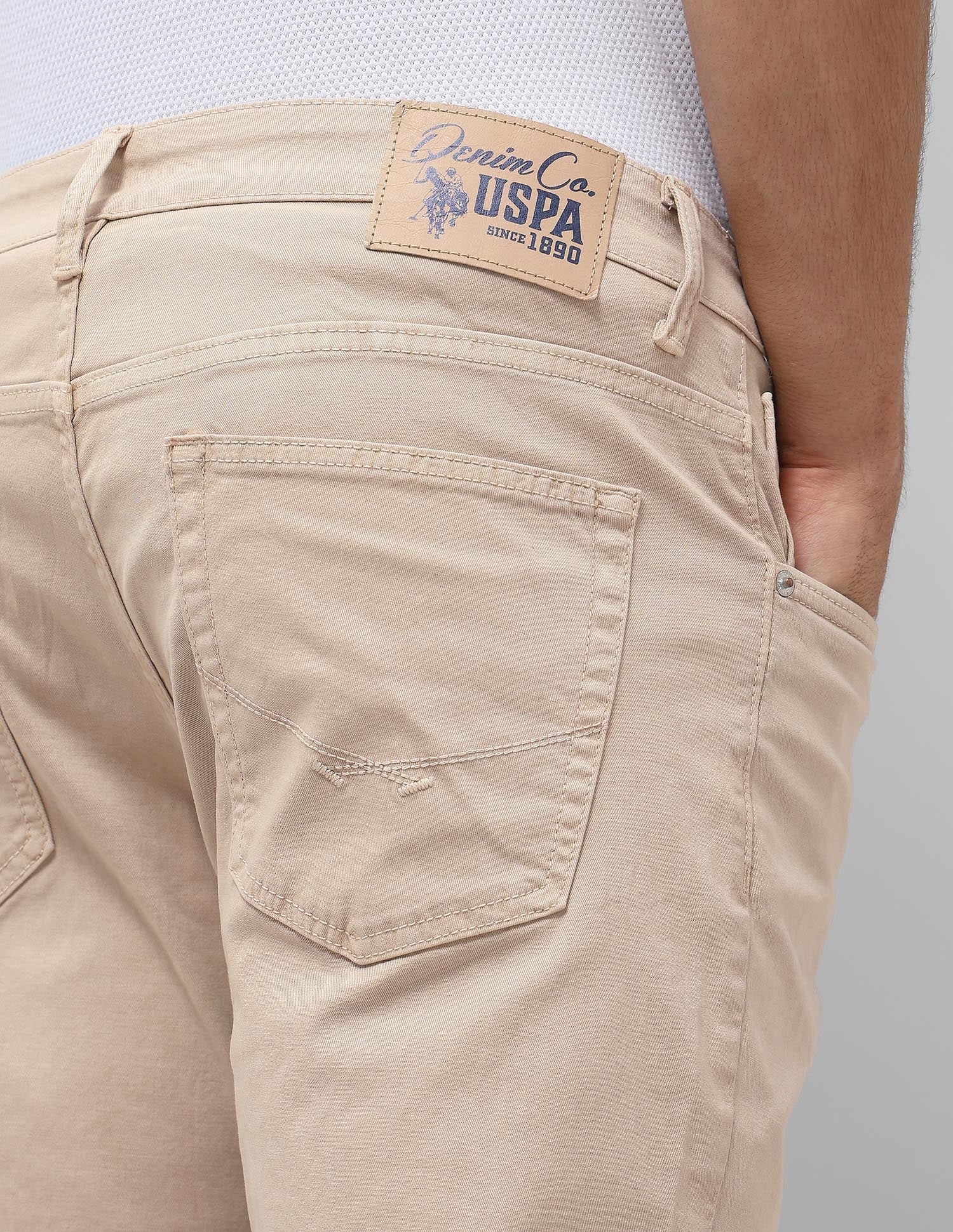 Brandon Slim Tapered Fit Beige Jeans Beige - U.S. POLO ASSN. | Large