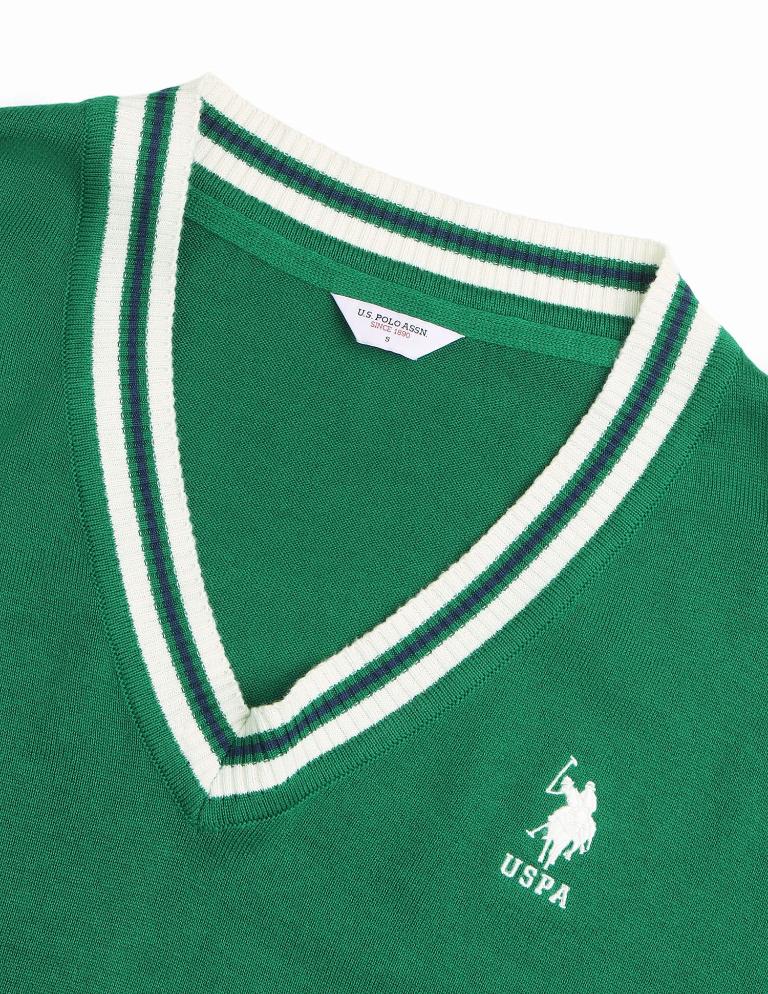 Solid Regular Fit Sweater Green - U.S. Polo Assn. India | Large