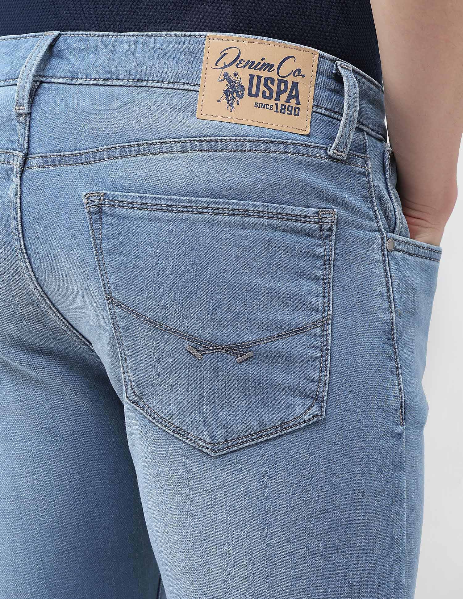 Brandon Slim Tapered Fit Blue Jeans Mid Blue - U.S. Polo Assn. India | Large