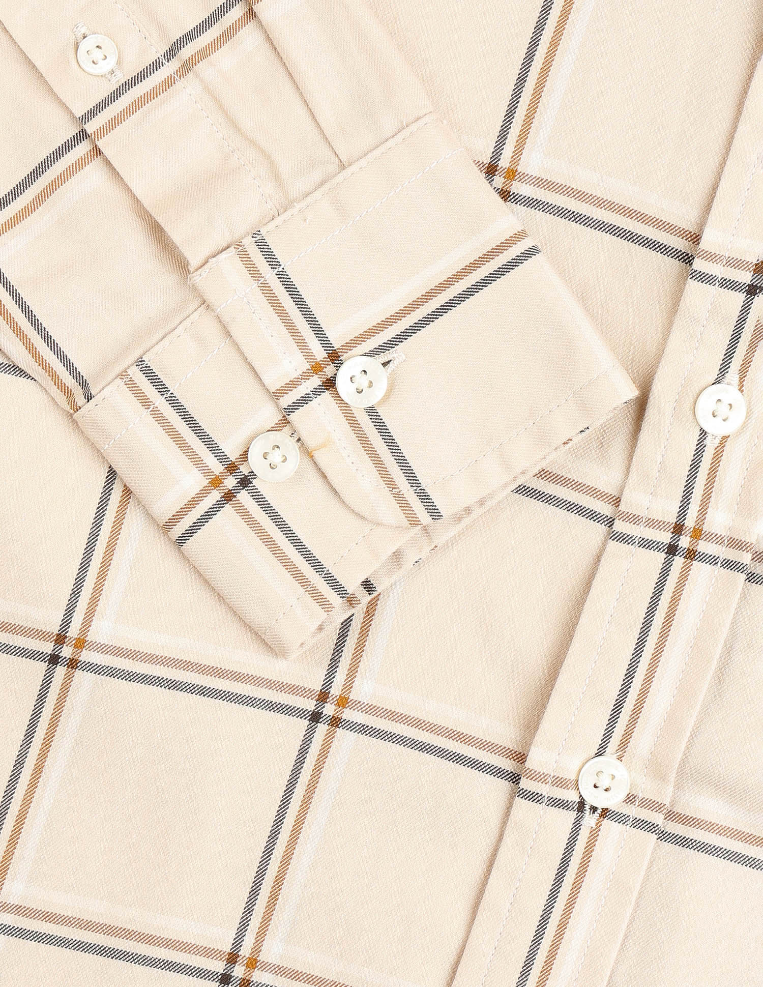 Windowpane Checked Pure Cotton Shirt Beige - U.S. Polo Assn. India | Large
