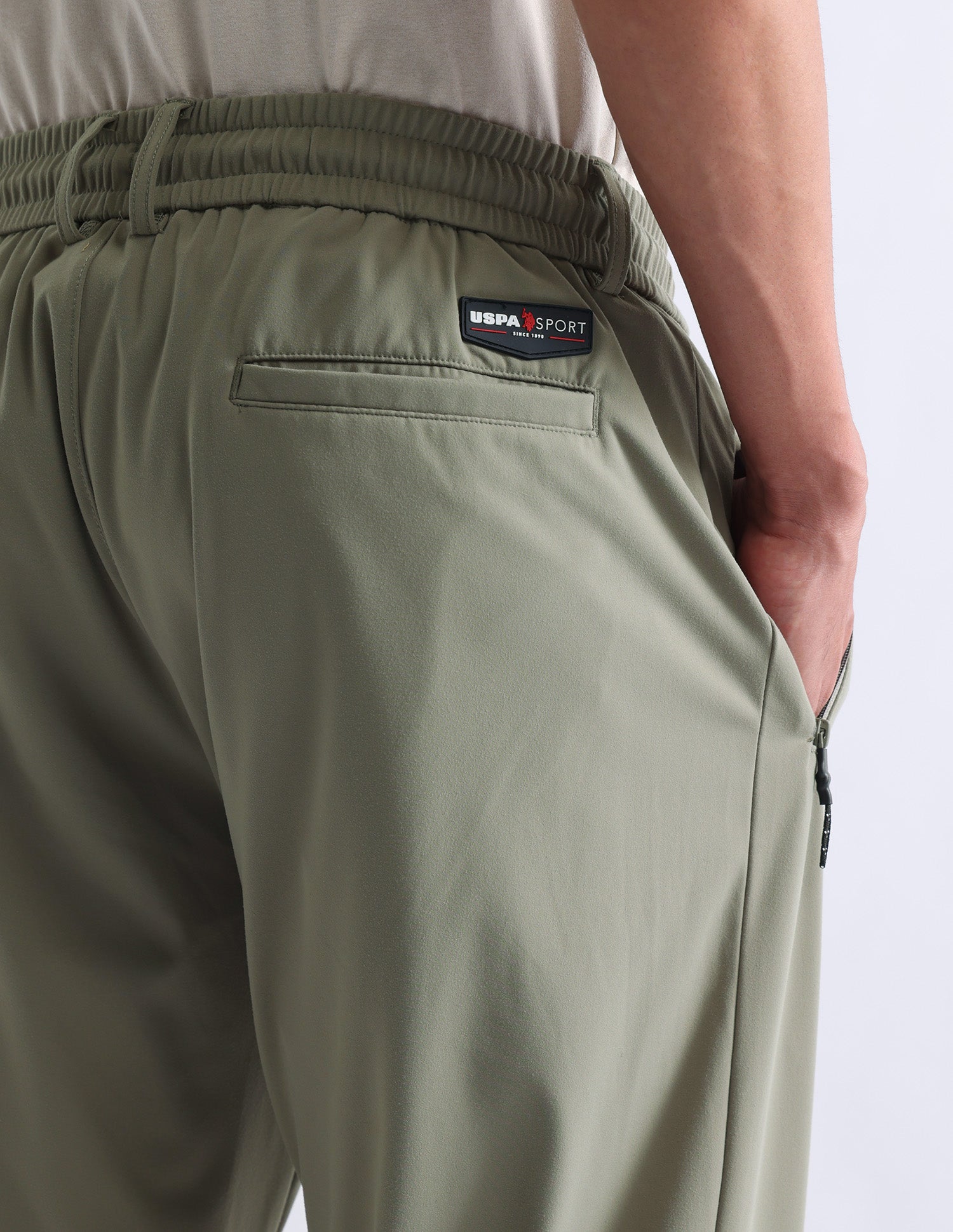 Solid Regular Fit Active Track Pants Light Olive - U.S. Polo Assn. India | Large