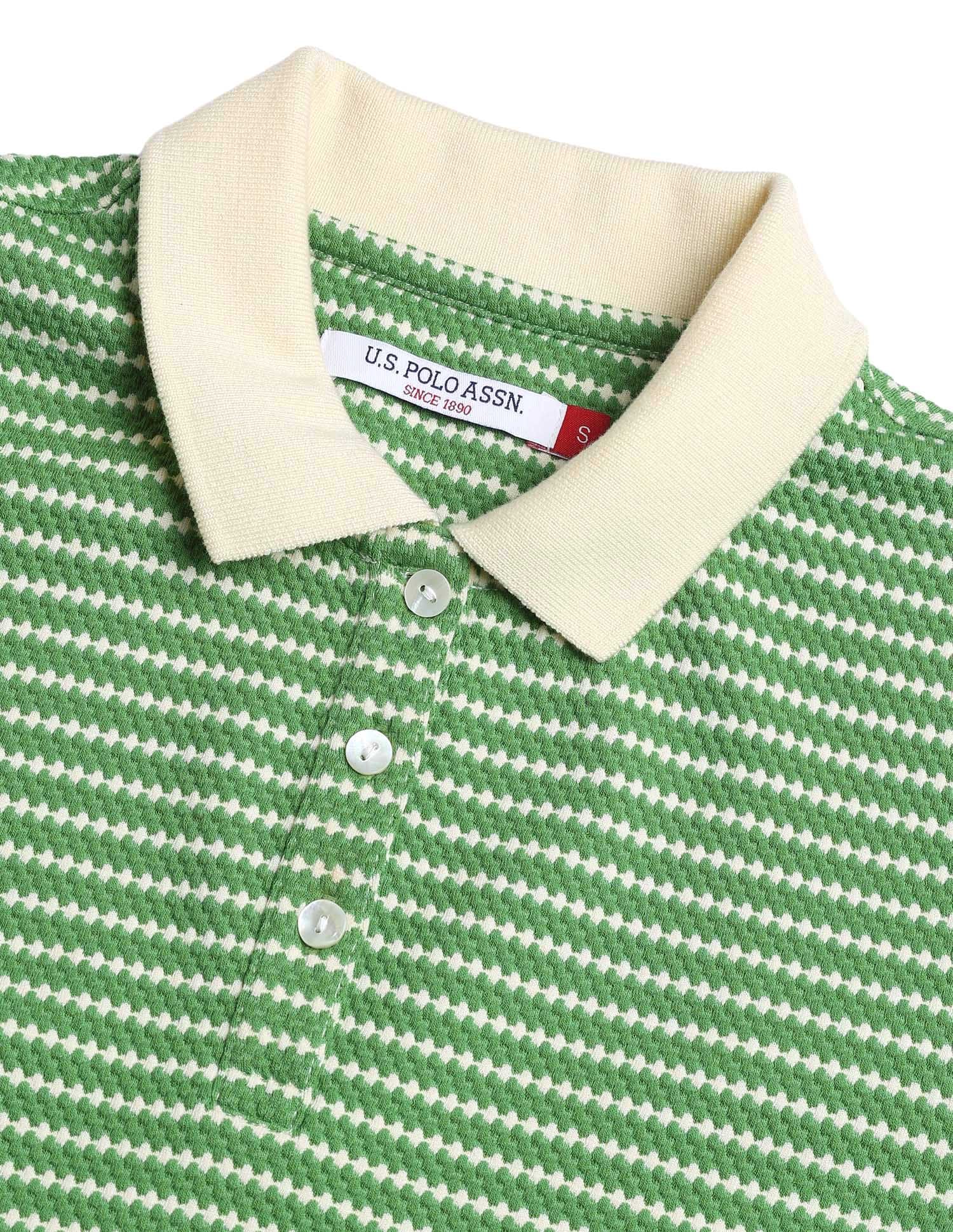 Textured Regular Fit Polo Shirt Green - U.S. Polo Assn. India | Large