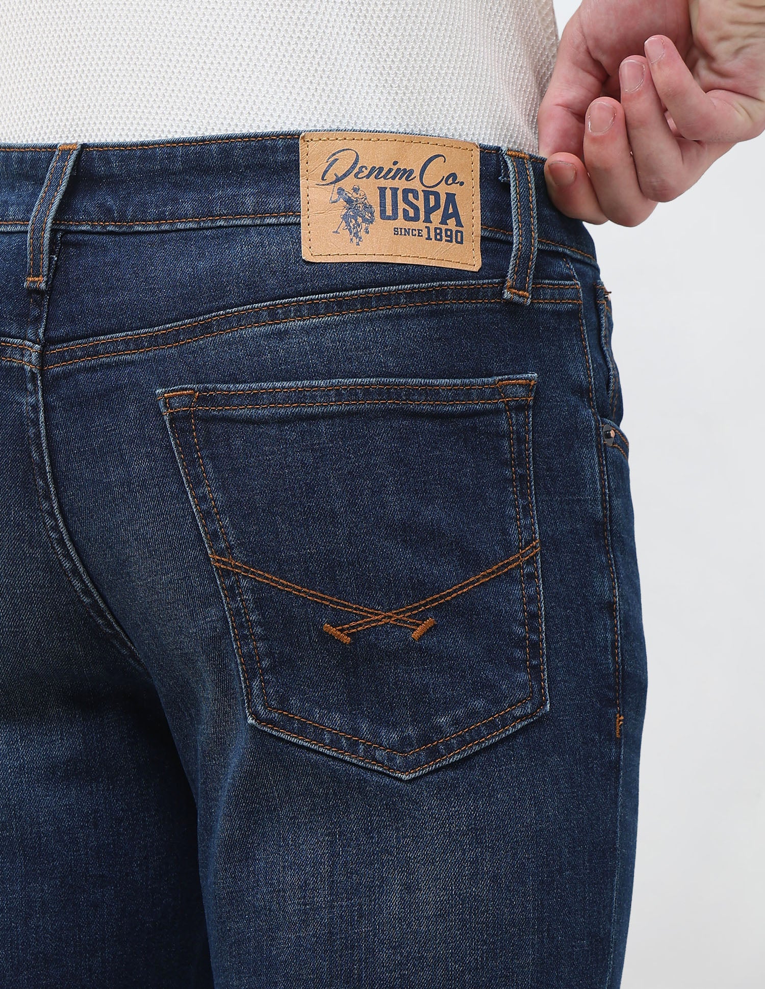 Regallo Skinny Fit Blue Jeans Mid Blue - U.S. Polo Assn. India | Large
