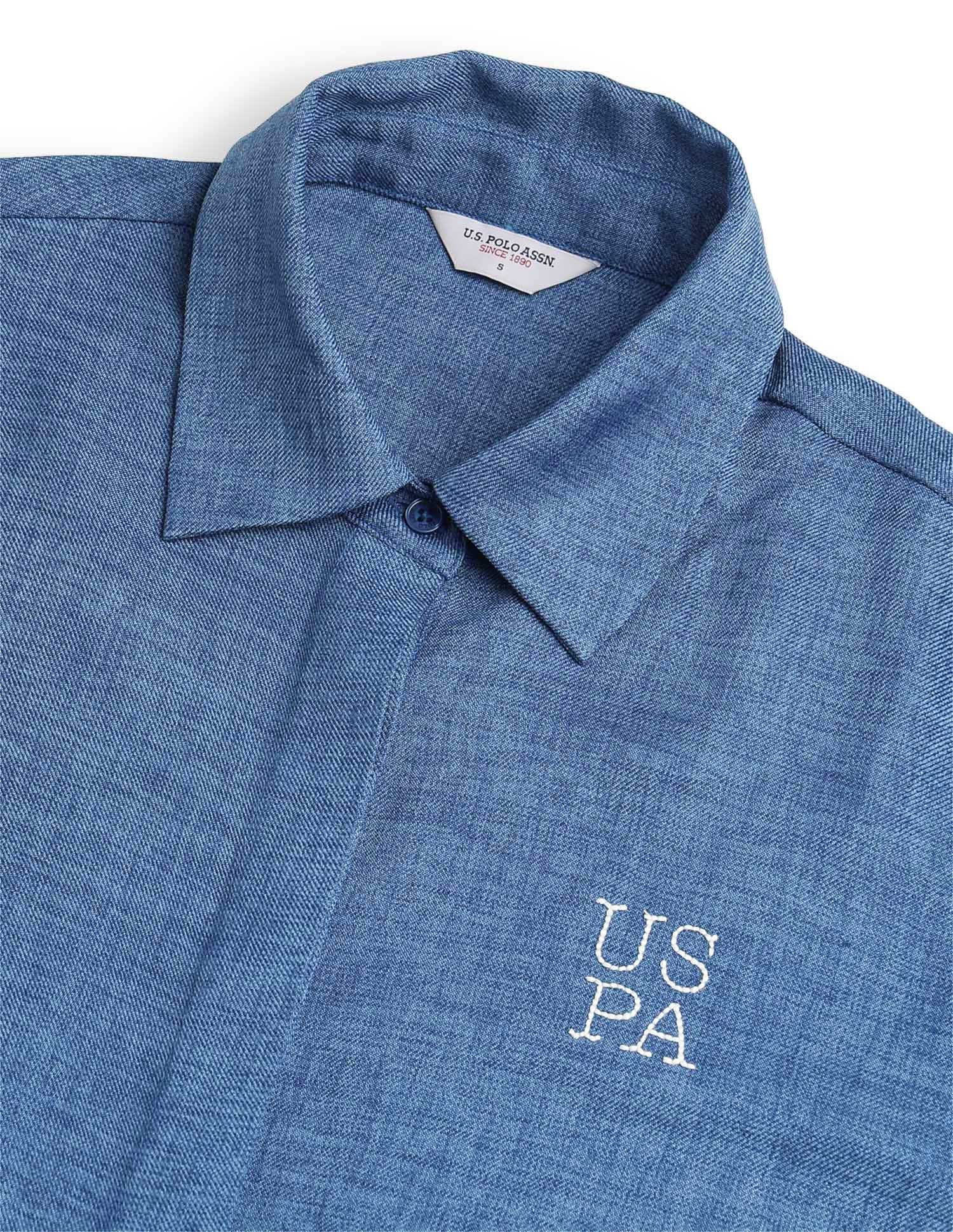 Regular Fit Concealed Placket Shirt Blue - U.S. Polo Assn. India | Large