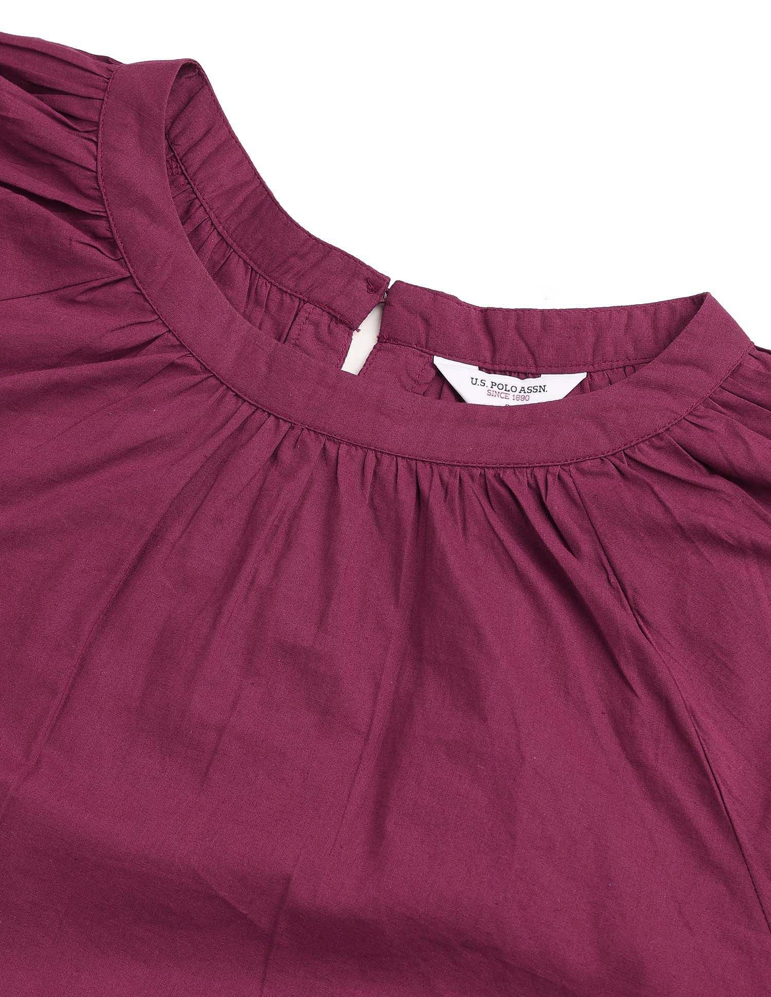 Top With Sleeve Embroidery Wine - U.S. POLO ASSN. | Large