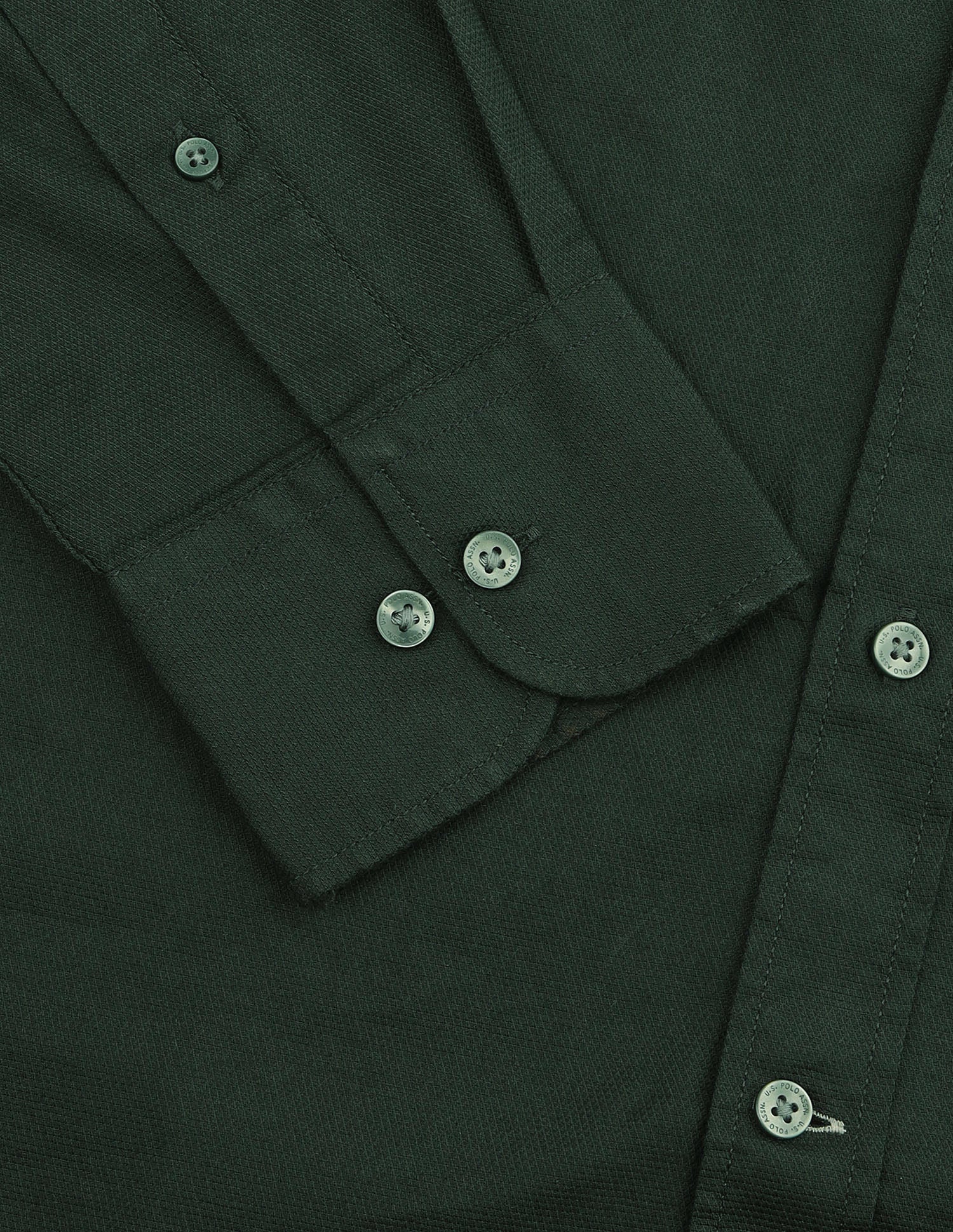 Tailored Fit Solid Shirt Dark Green - U.S. Polo Assn. India | Large