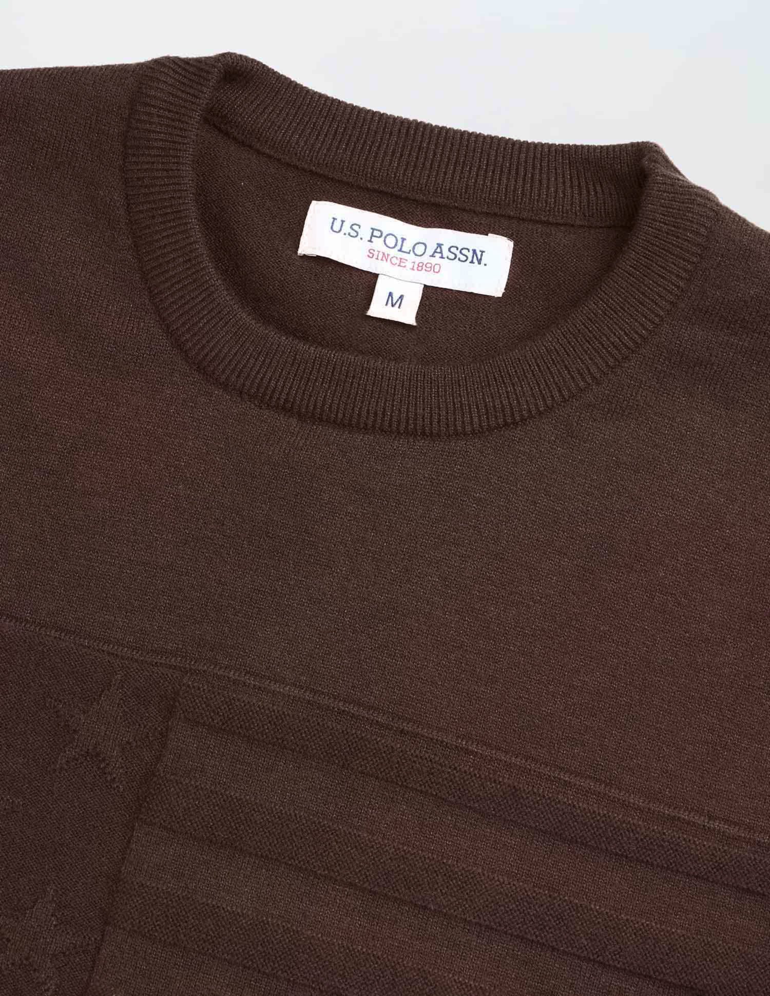 Patterned Knit Regular Fit Sweater Brown - U.S. POLO ASSN. | Large